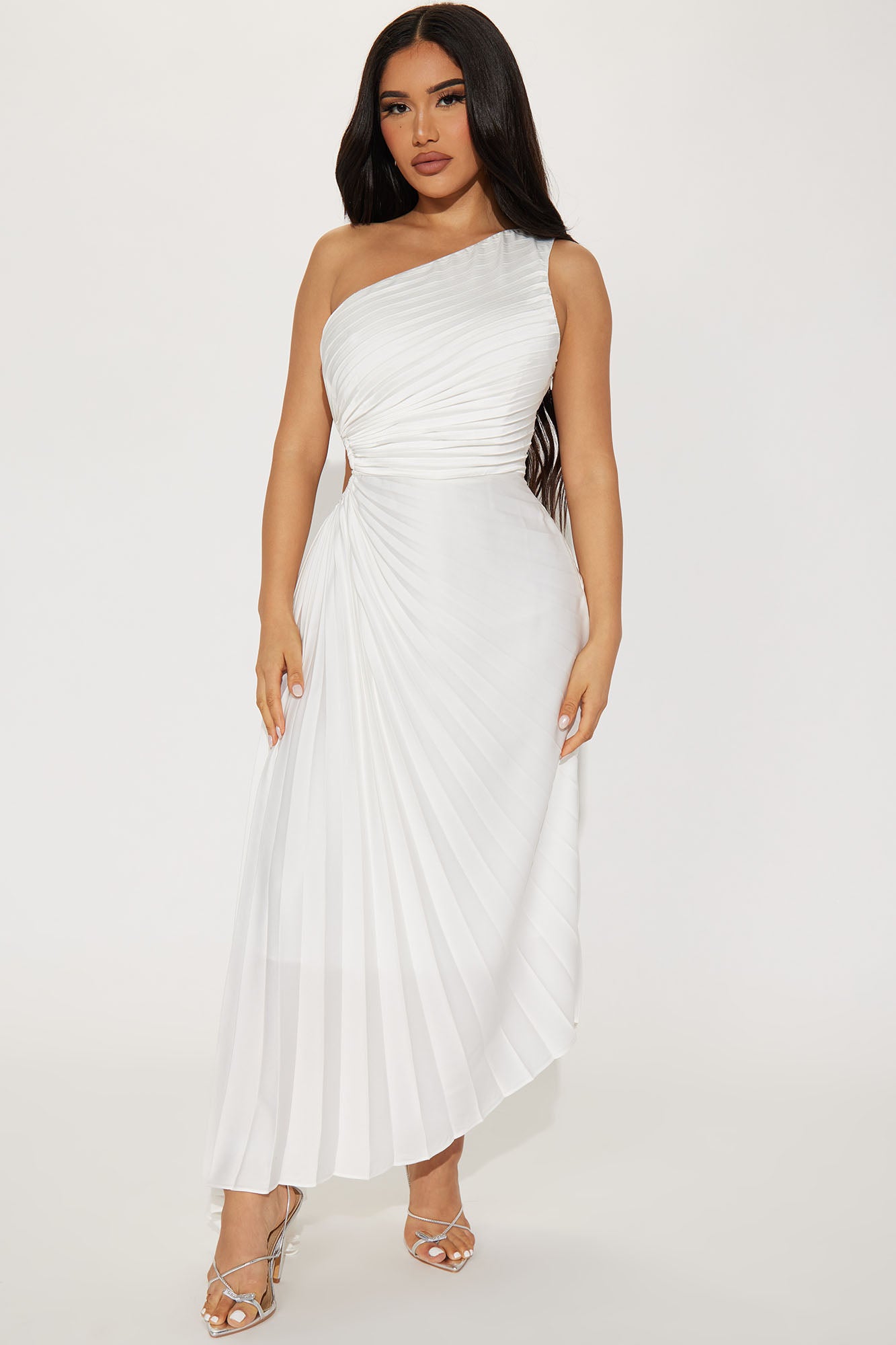 Athena One Shoulder Maxi Dress - Off White - Image 4