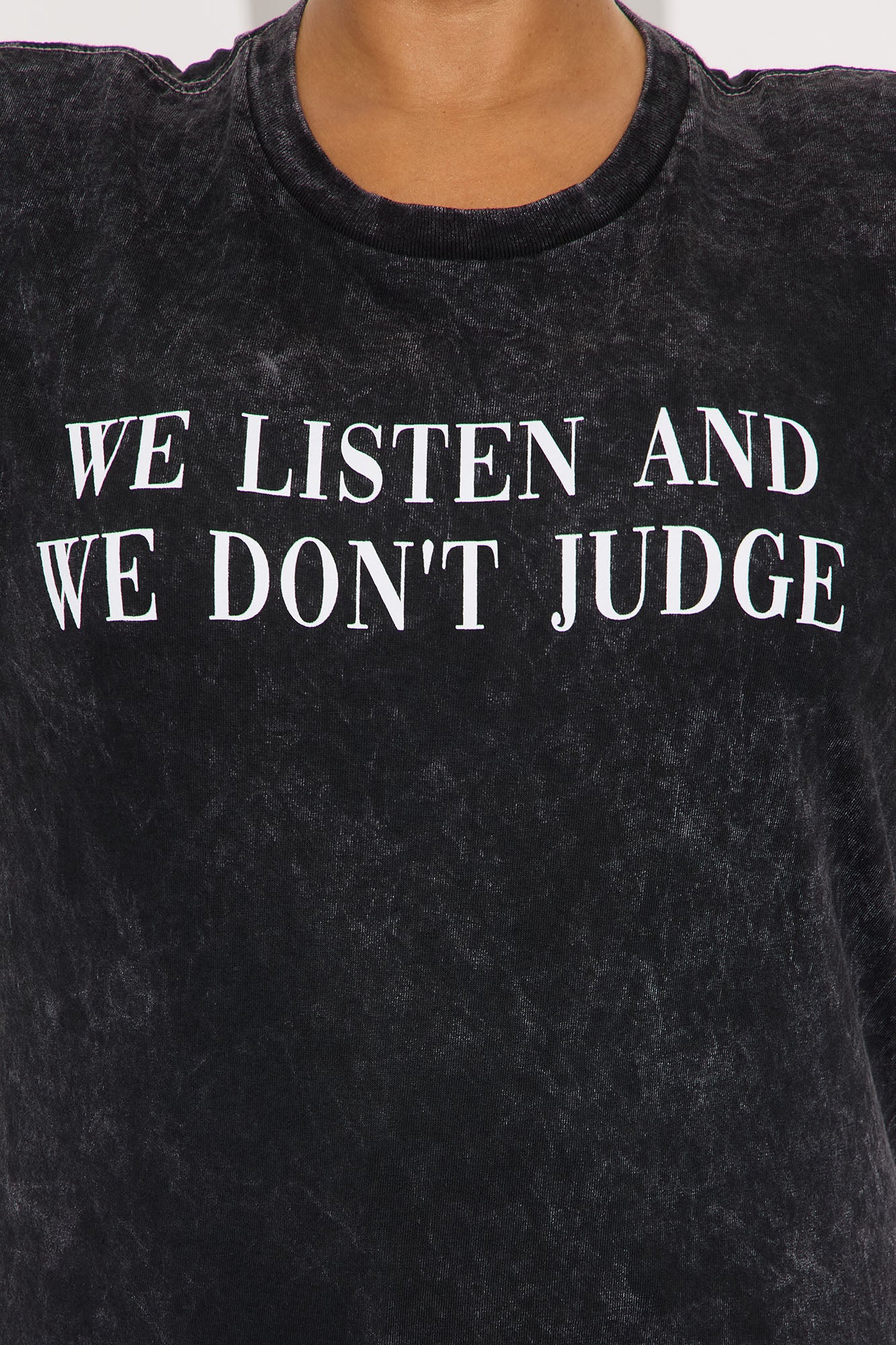 We Listen & Don't Judge Washed Oversized Tee - Black - Image 4