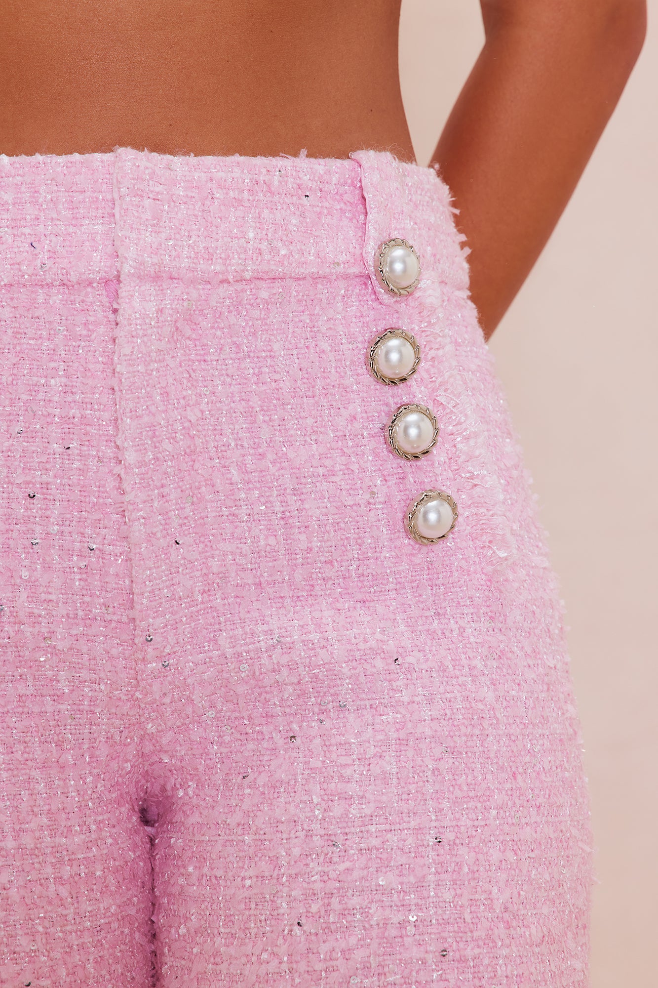 Deanna Tweed Flare Pant - Pink - Image 3