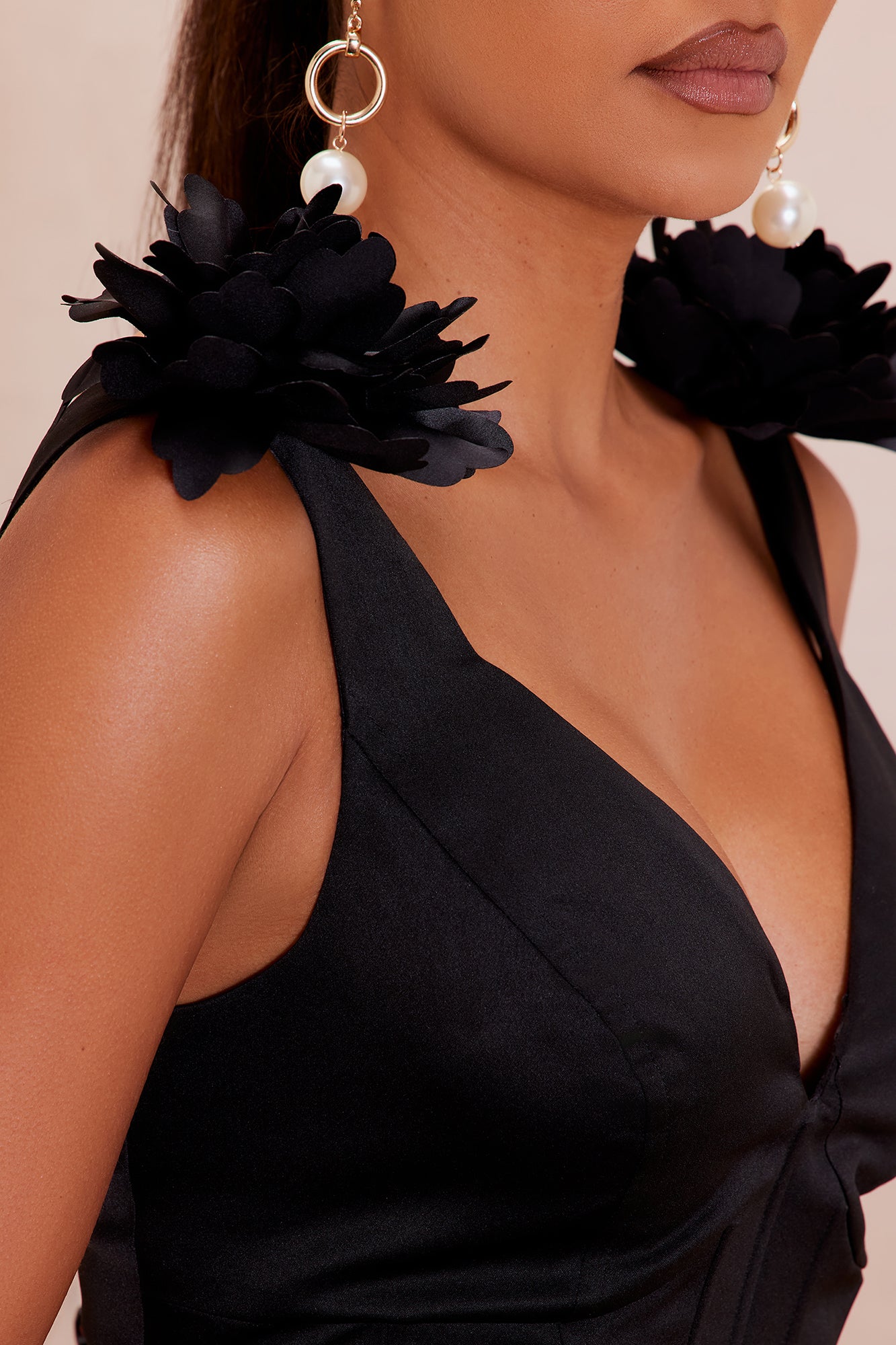 Amadora Satin Mini Dress - Black - Image 3