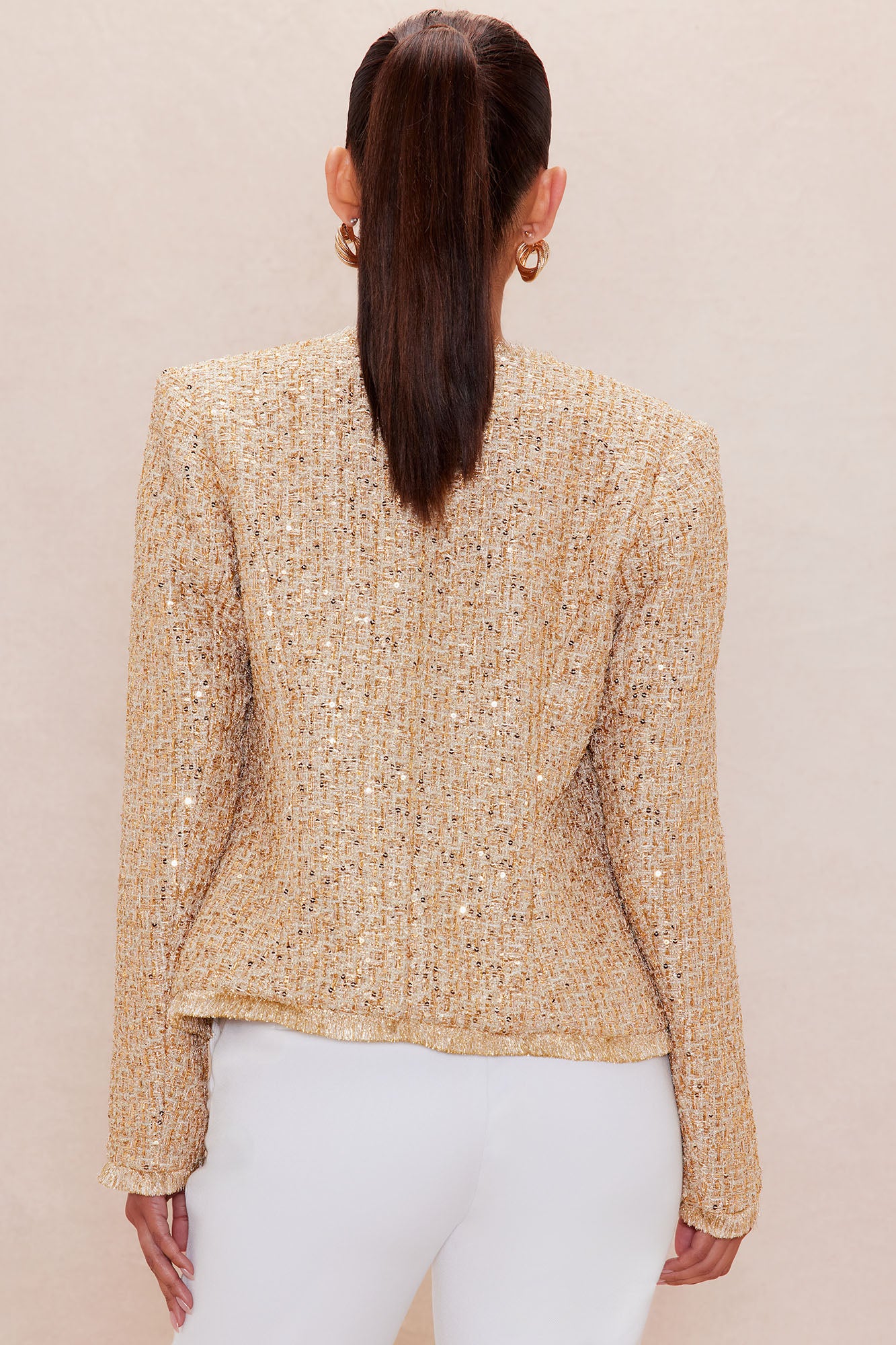Angelica Fringe Tweed Jacket - Gold - Image 4