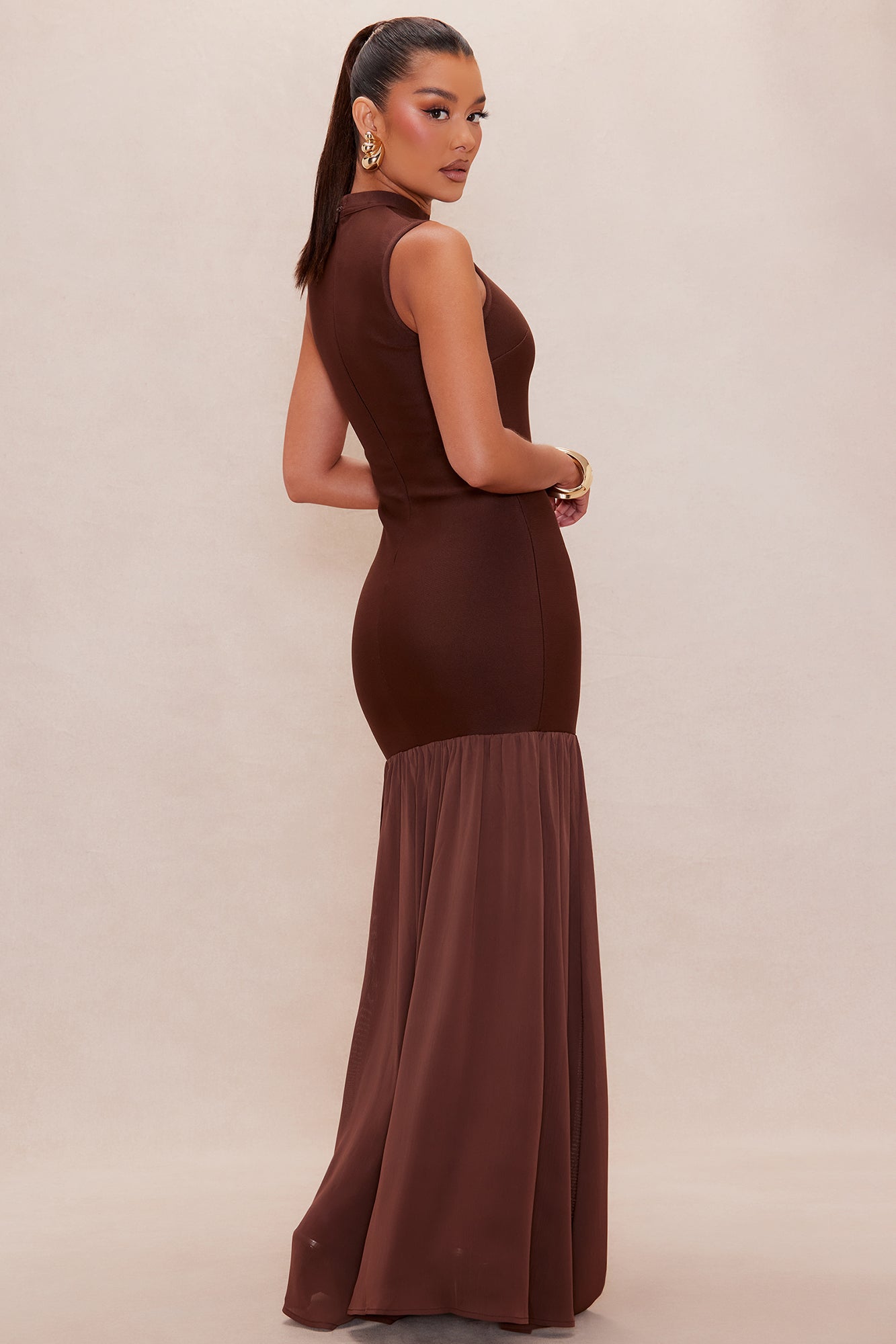 Sierra Bandage Maxi Dress - Chocolate - Image 4
