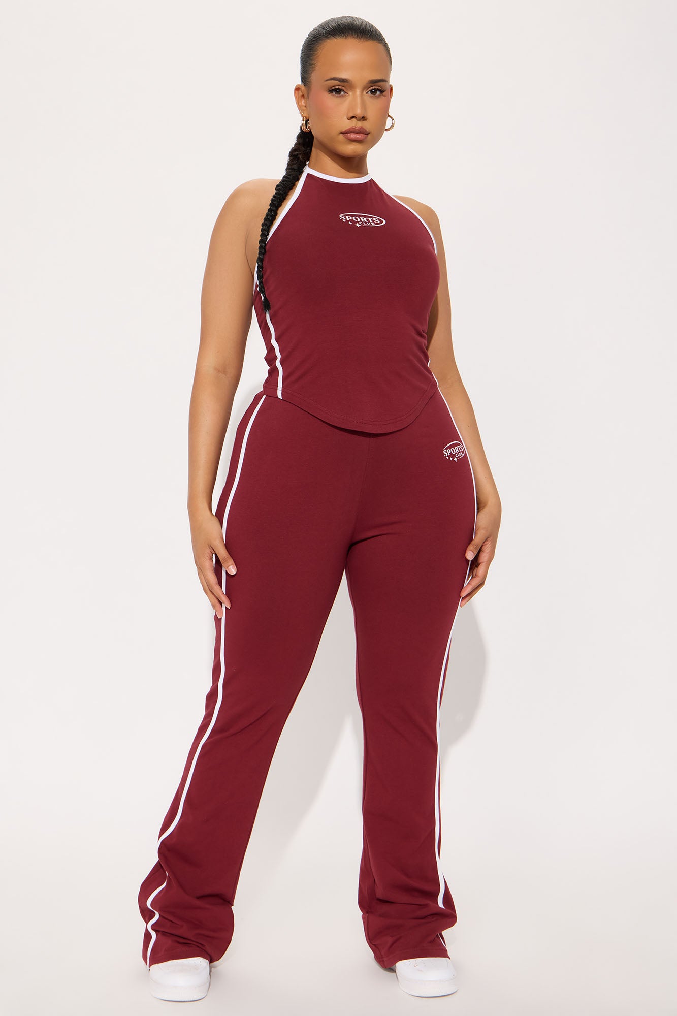 Sports Club Halter Pant Set - Burgundy - Image 4
