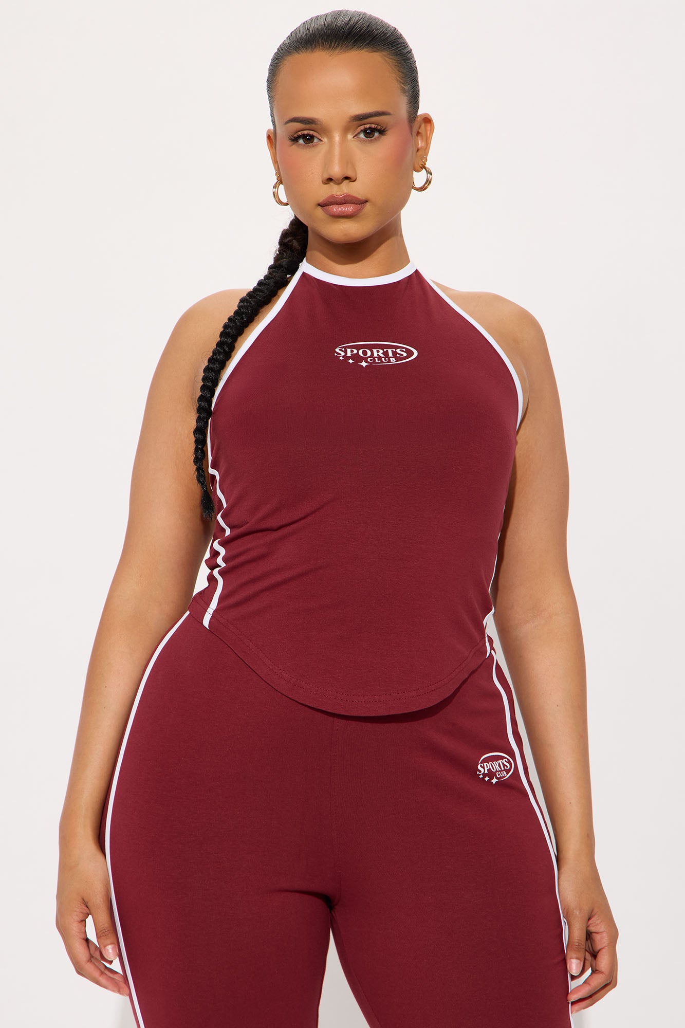 Sports Club Halter Pant Set - Burgundy - Image 5