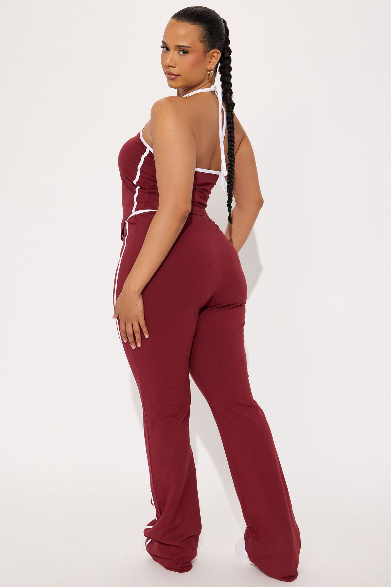 Sports Club Halter Pant Set - Burgundy - Image 7