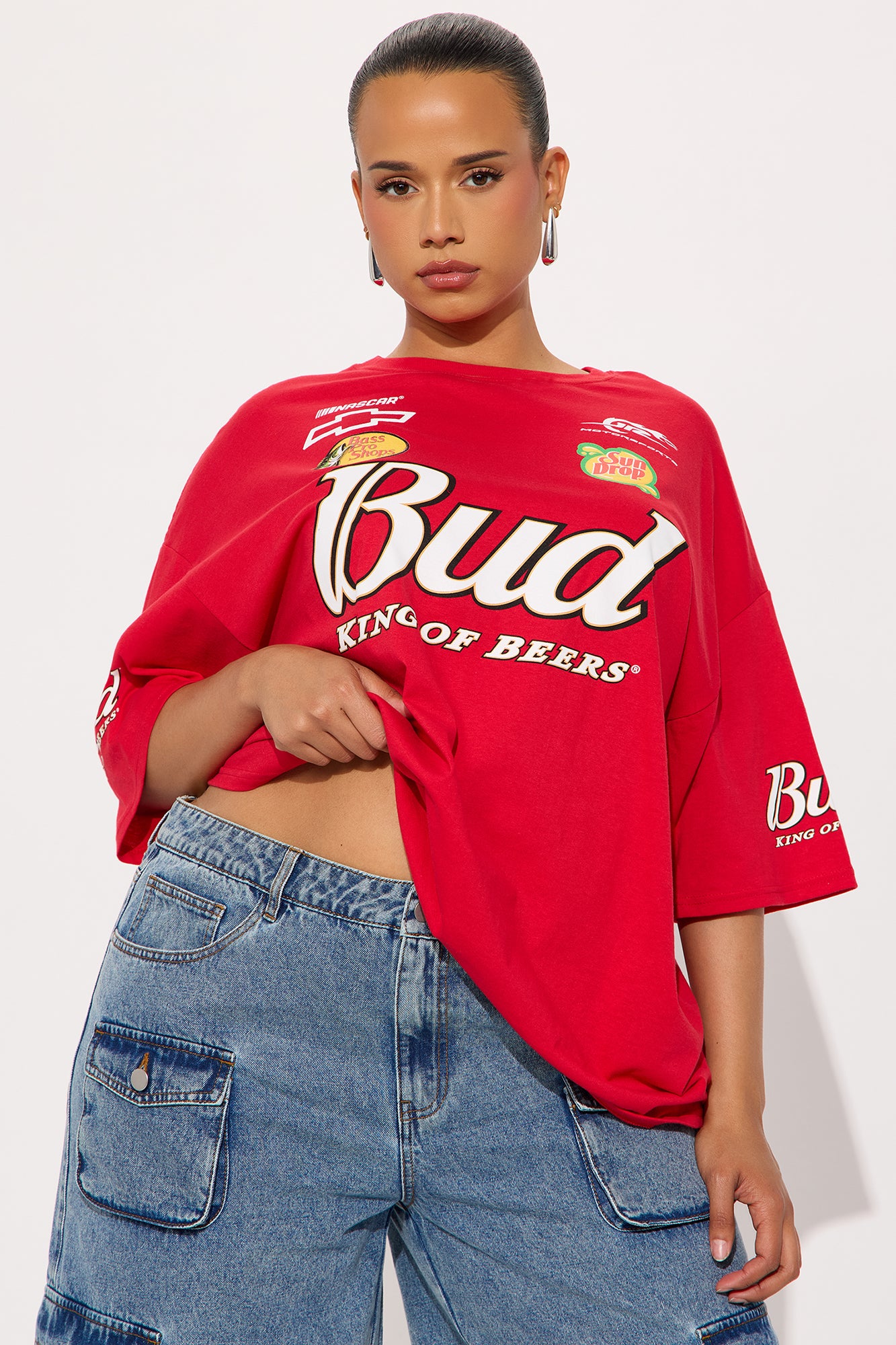 Budweiser King Of Beers Oversized Tee - Red - Image 5
