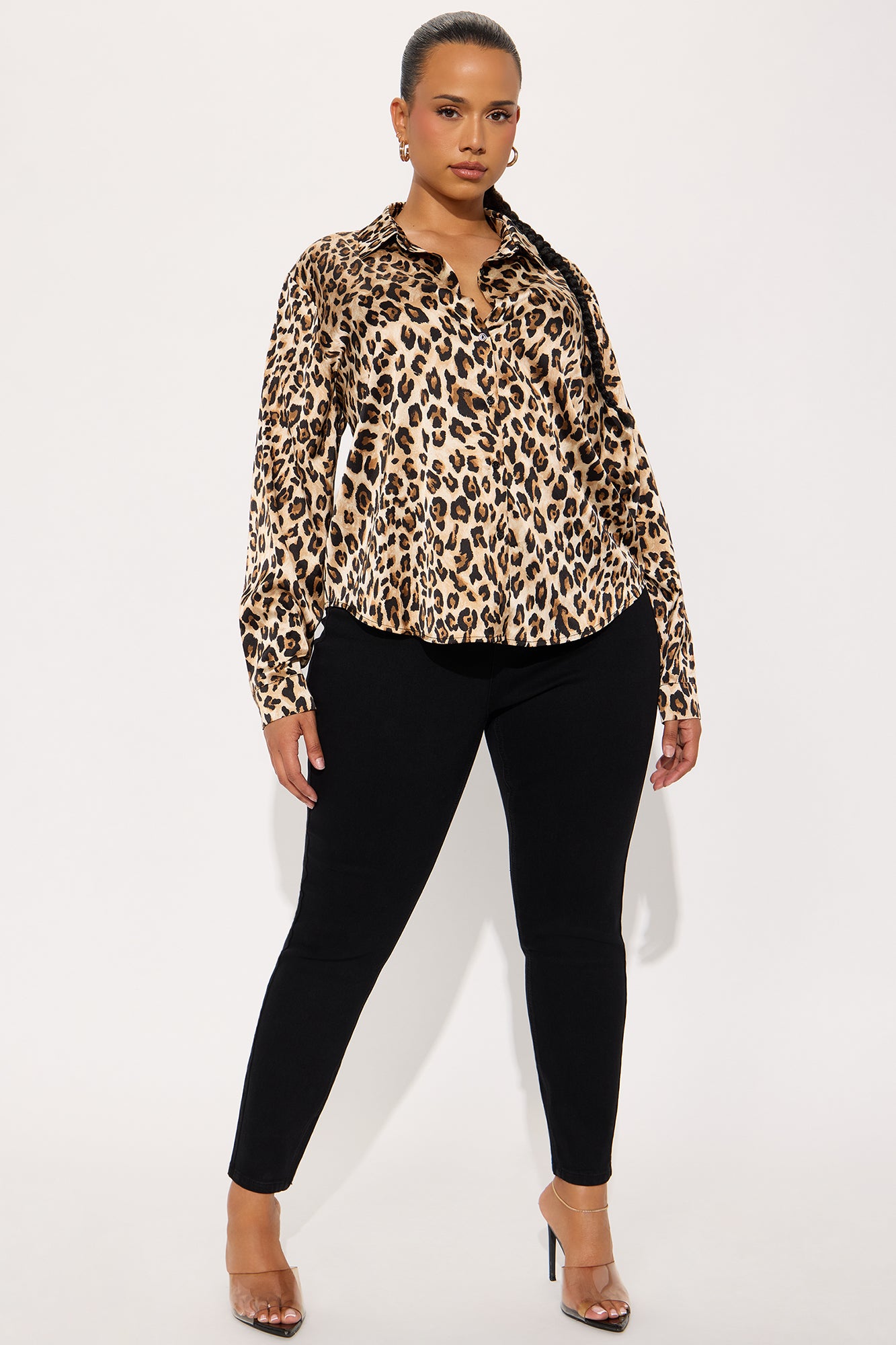 Alli Satin Leopard Top - Brown/combo - Image 5