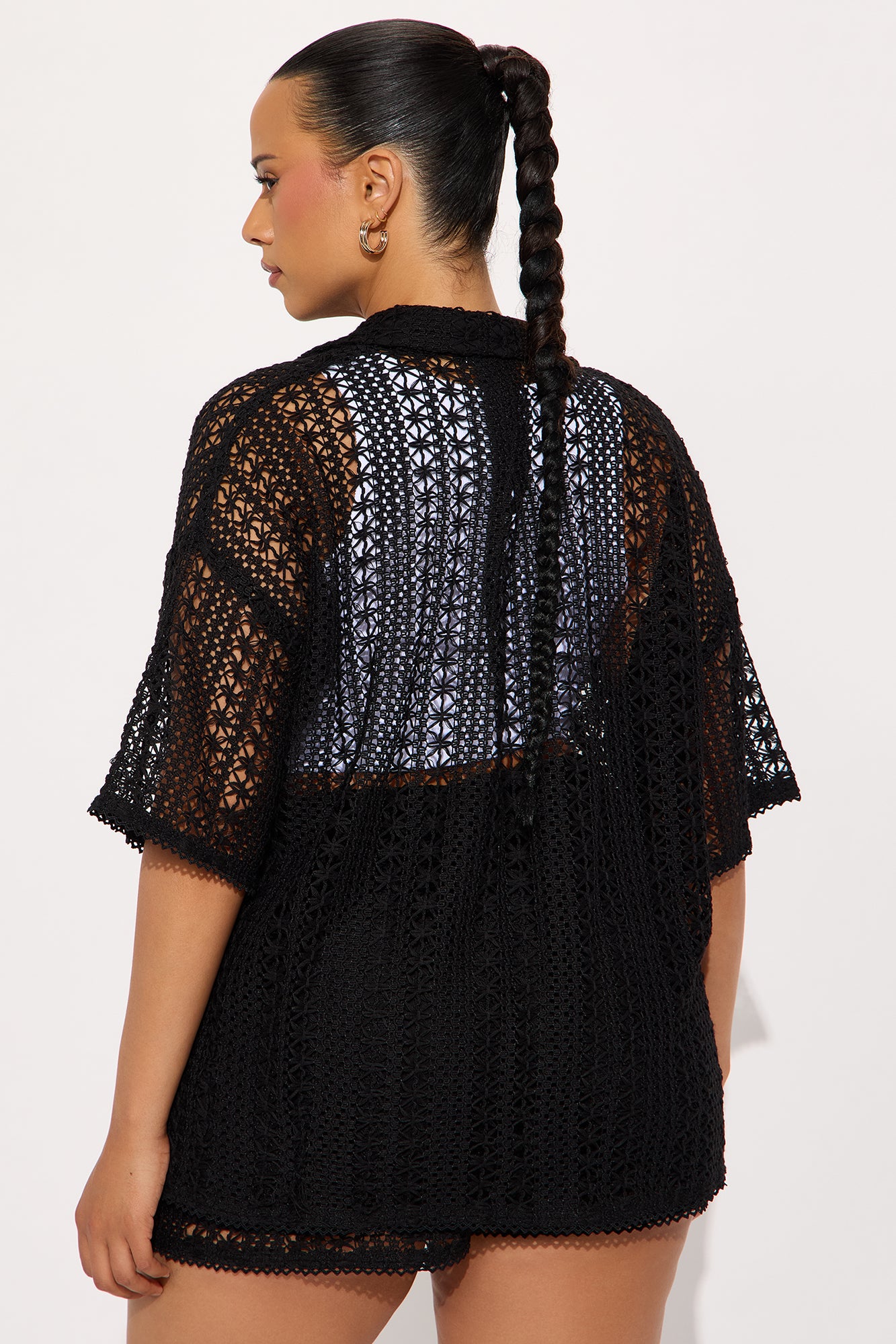 Meet At Dusk Crochet Short Set - Black - Image 6