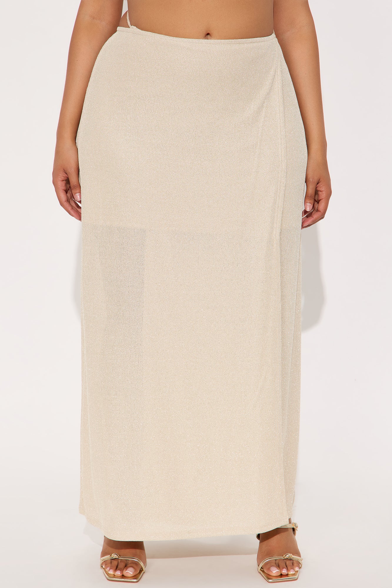 Allegra Shine Wrap Midi Skirt - Gold - Image 5