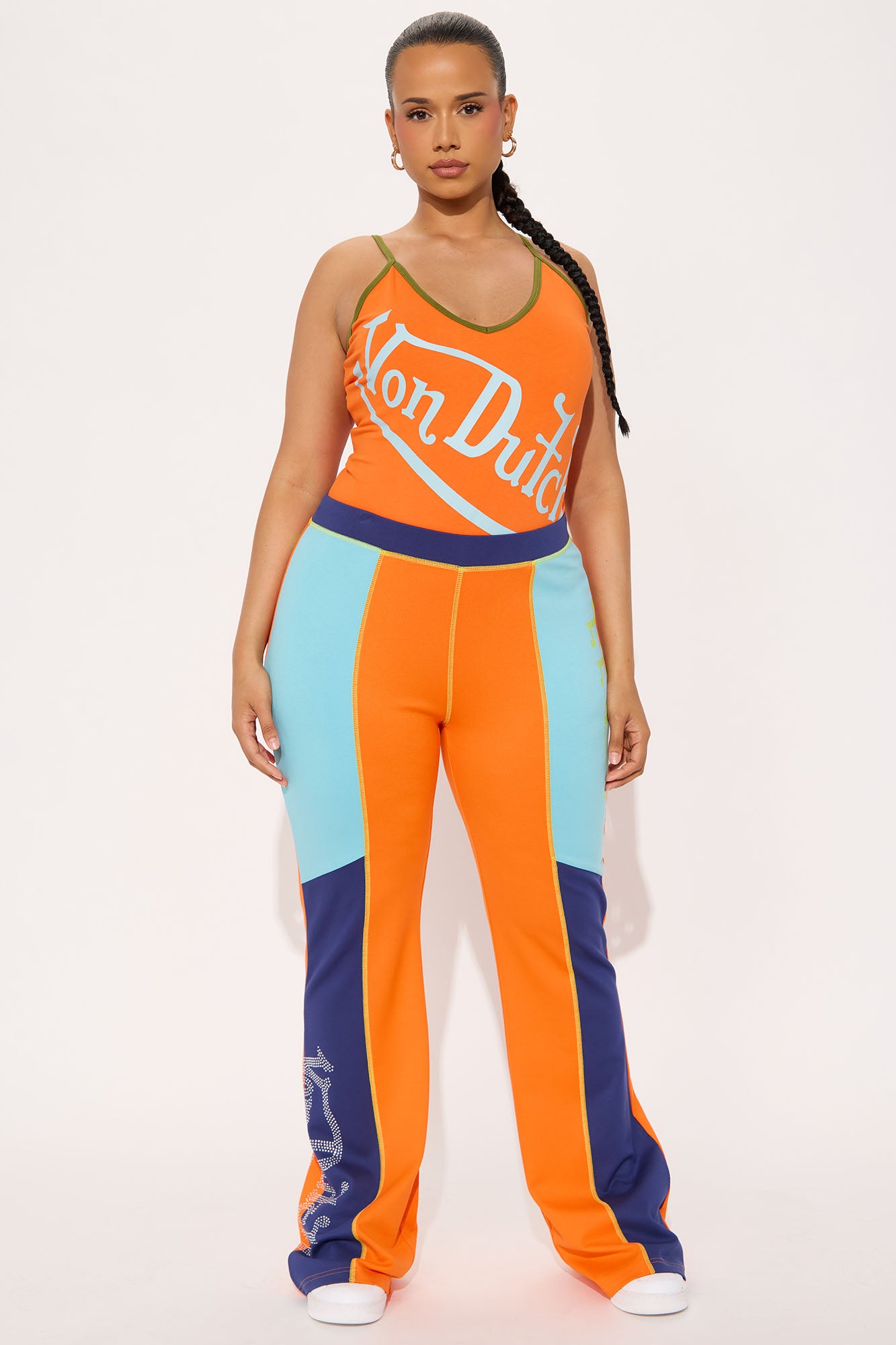 Von Dutch Multi Rhinestone Flared Pant - Orange/combo - Image 5