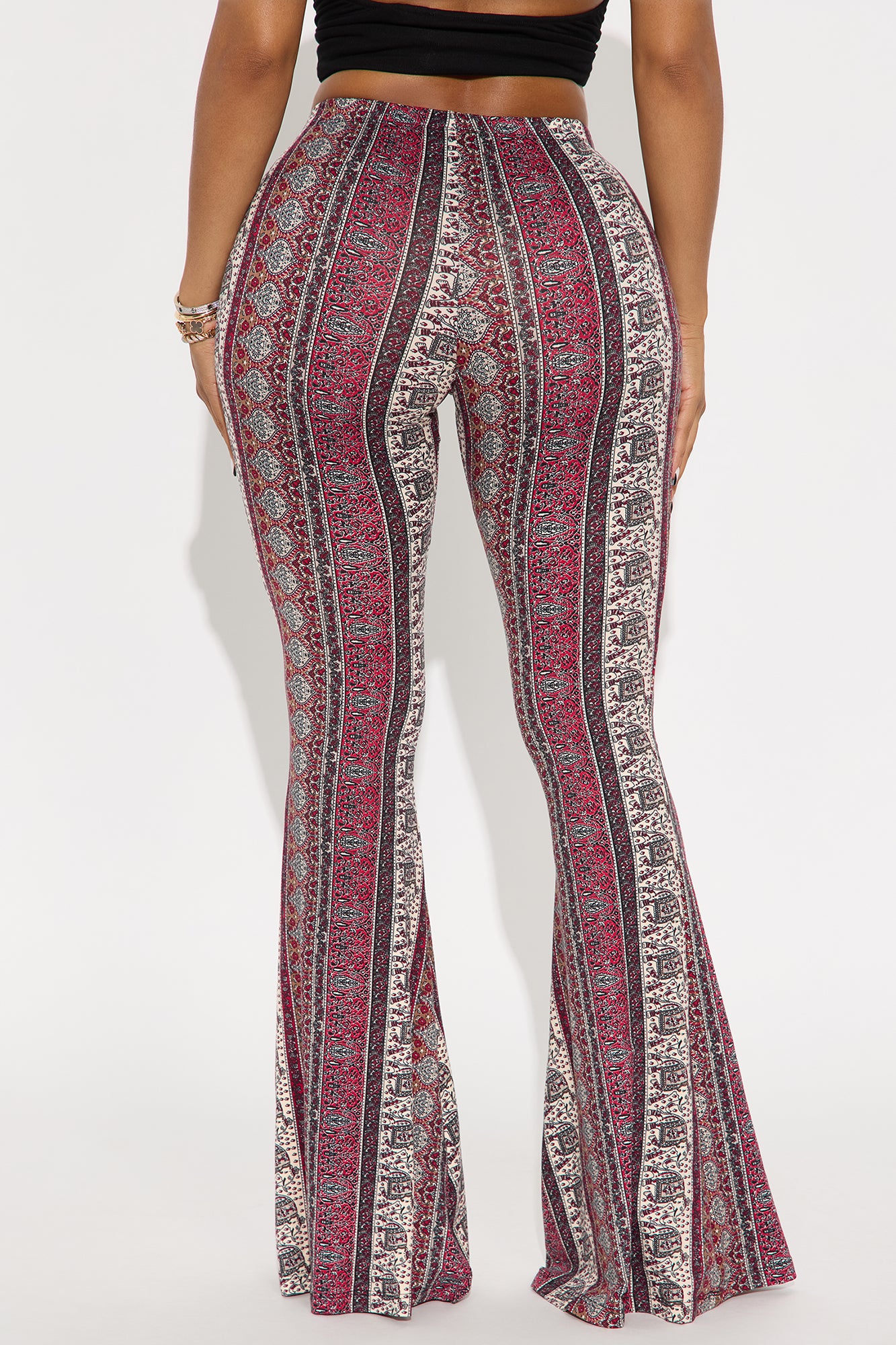 Jane Paisley Flare Pant - Burgundy - Image 3