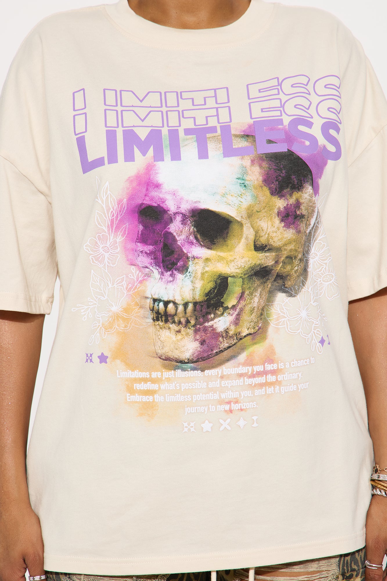 Limitless Skull Boxy Washed Tee - Off White - Image 3