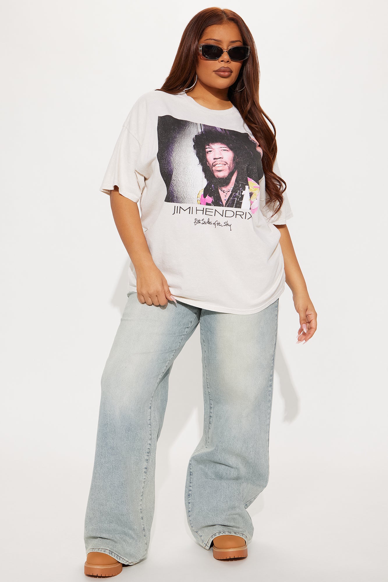 Jimi Hendrix Washed Oversized Tee - Natural - Image 5