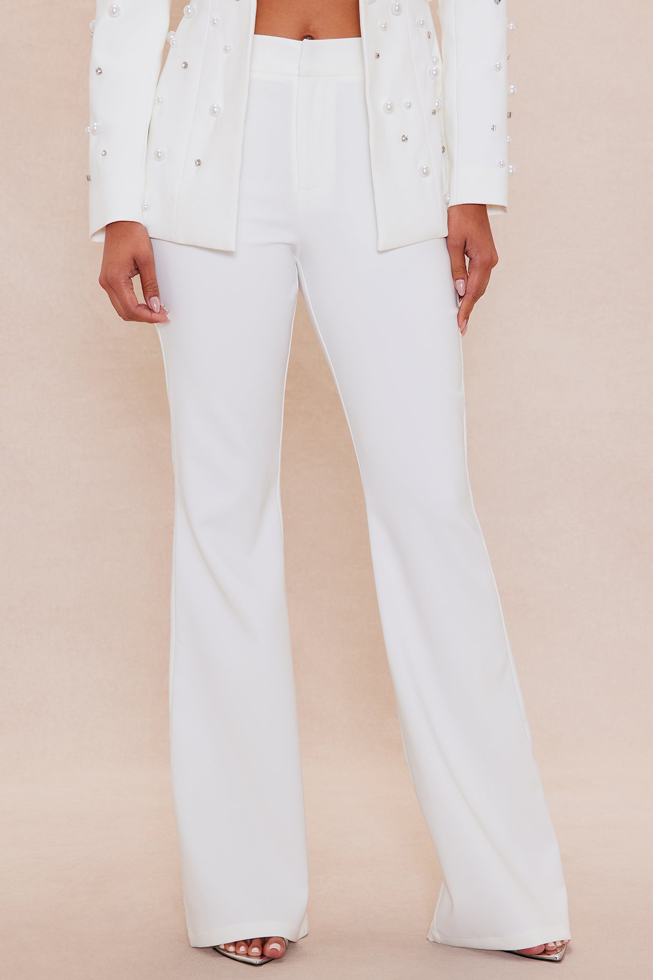 Anastasia Pearl Blazer Suit Set - White - Image 3