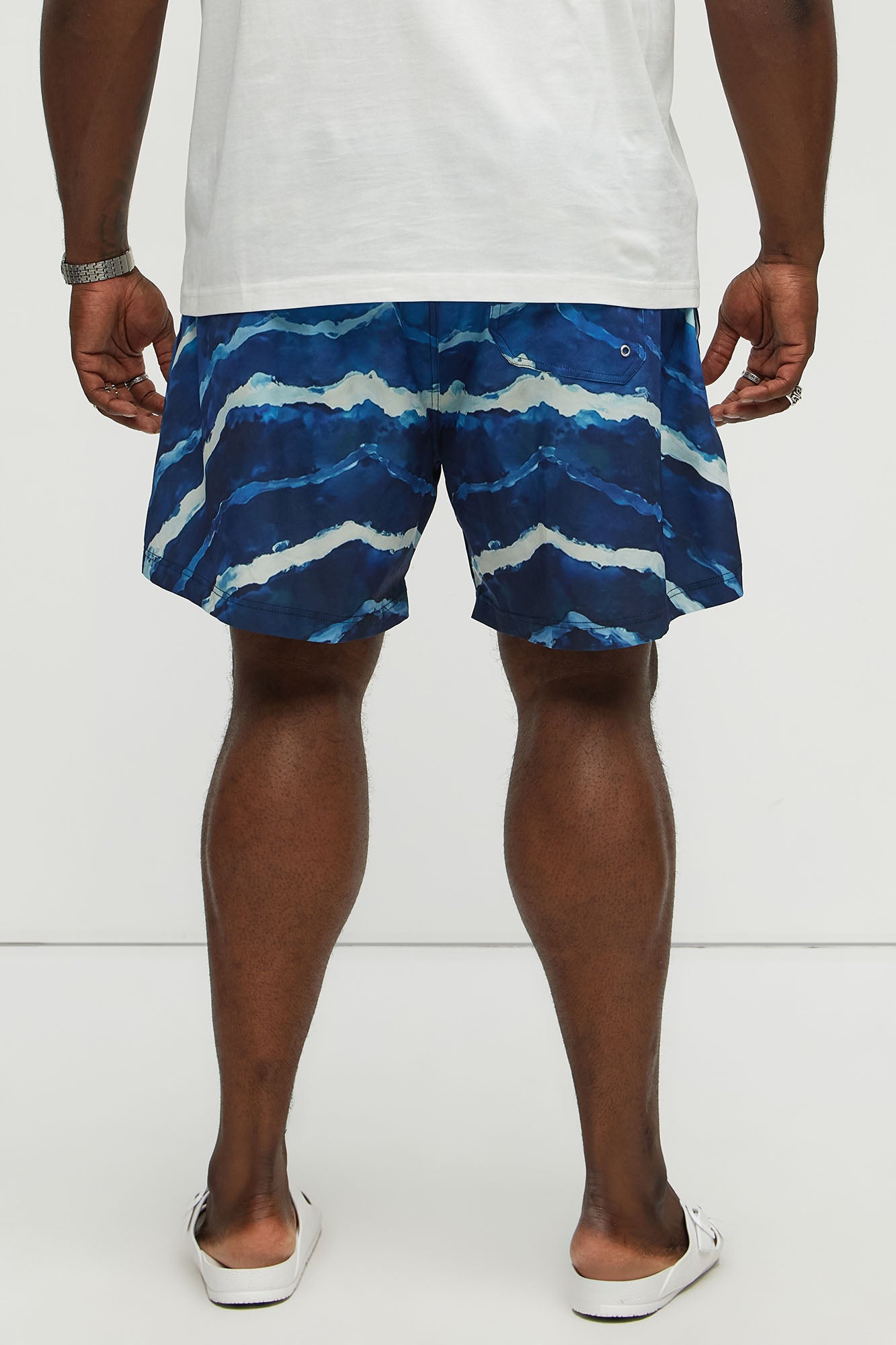 Rolling Waves Printed Swim Mid Trunk - Blue/combo - Image 8