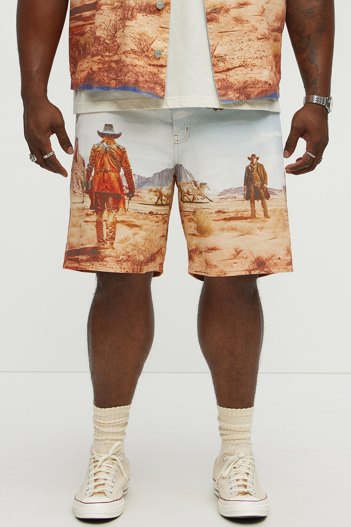 Stand Off Relaxed Denim Shorts - Multi Color - Image 5
