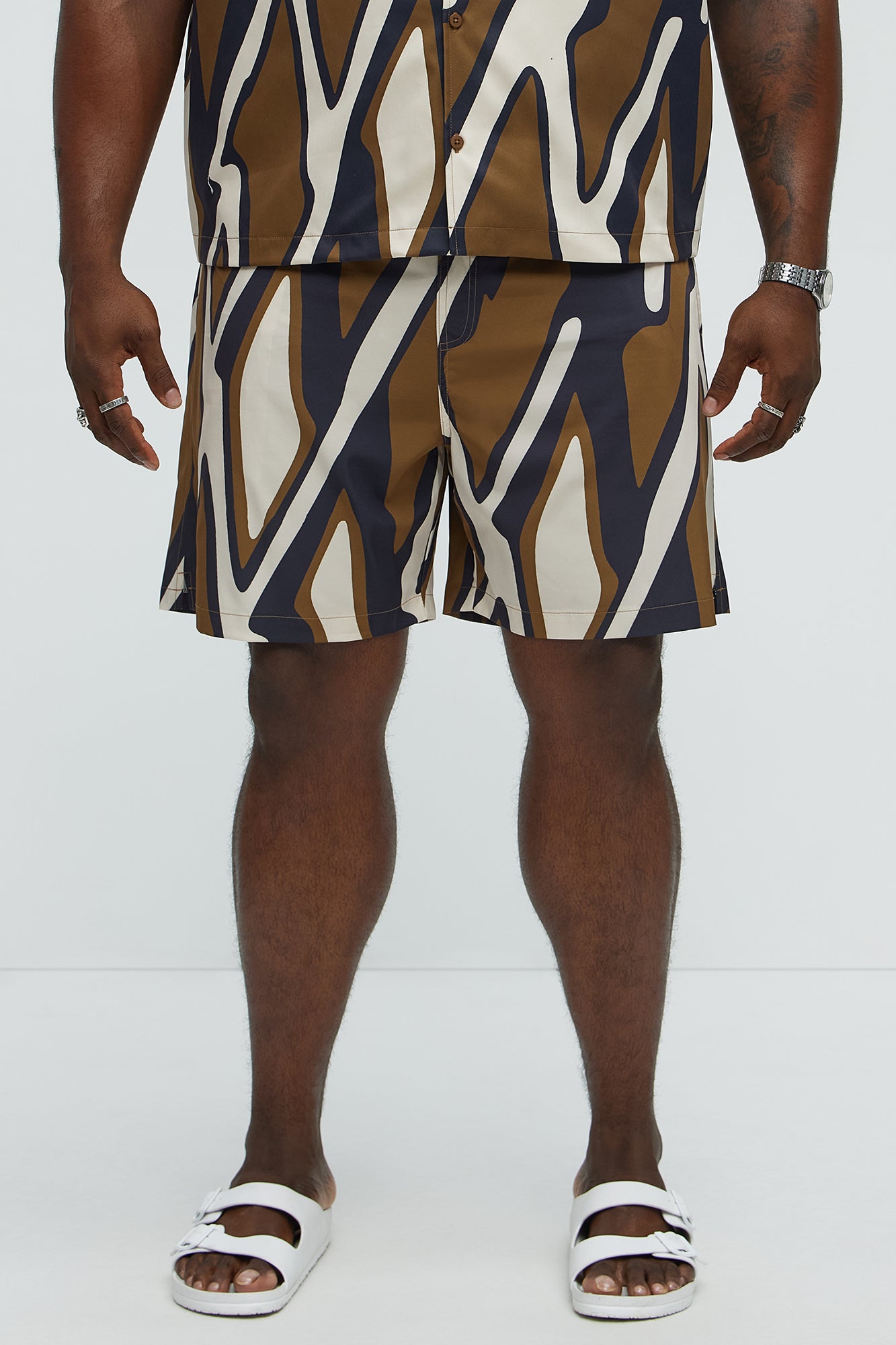 Chaos Current Printed Swim Classic Trunk - Brown/combo - Image 5