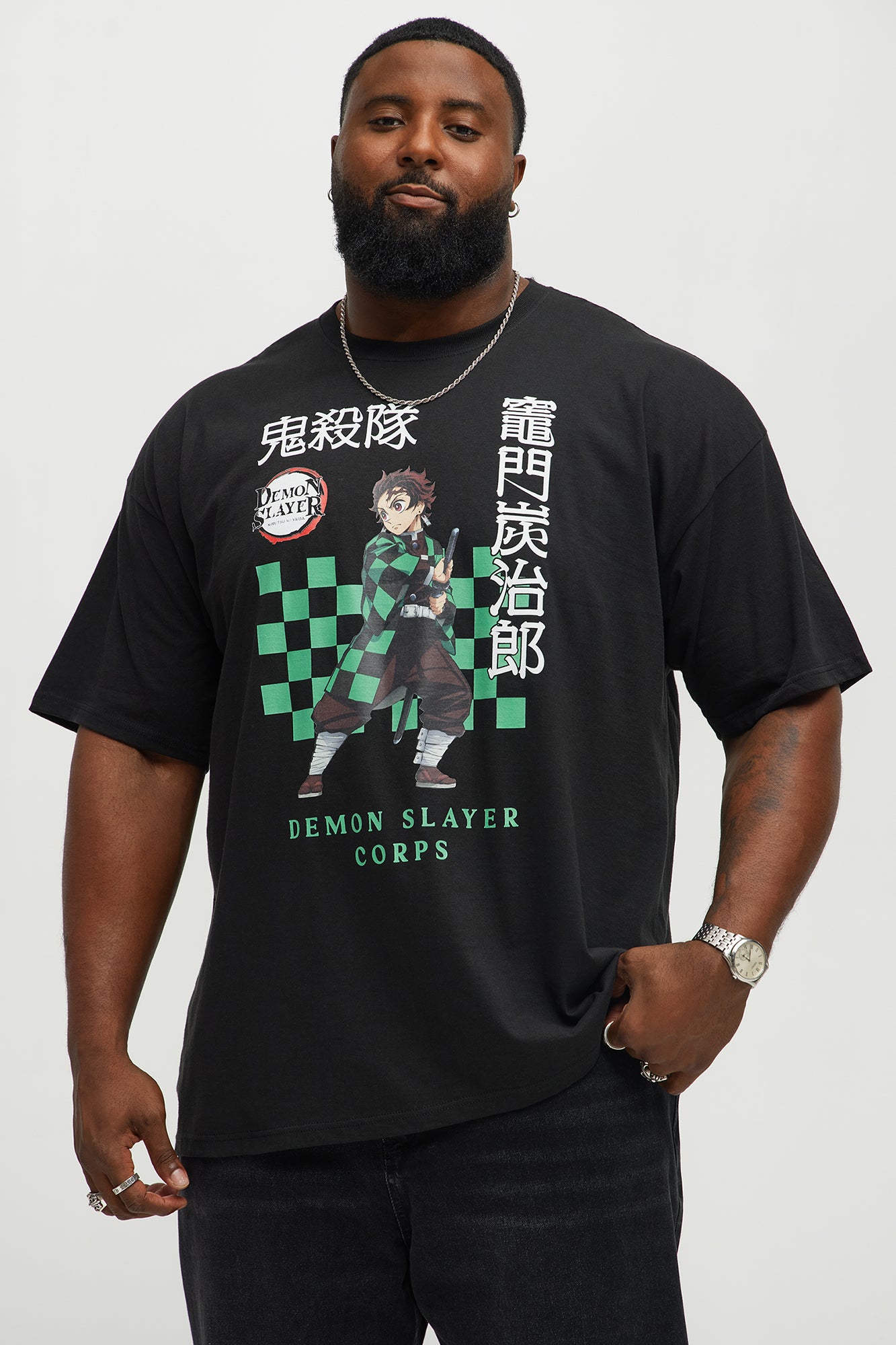 Demon Slayer Corps Tanjiro Short Sleeve Tee - Black - Image 4