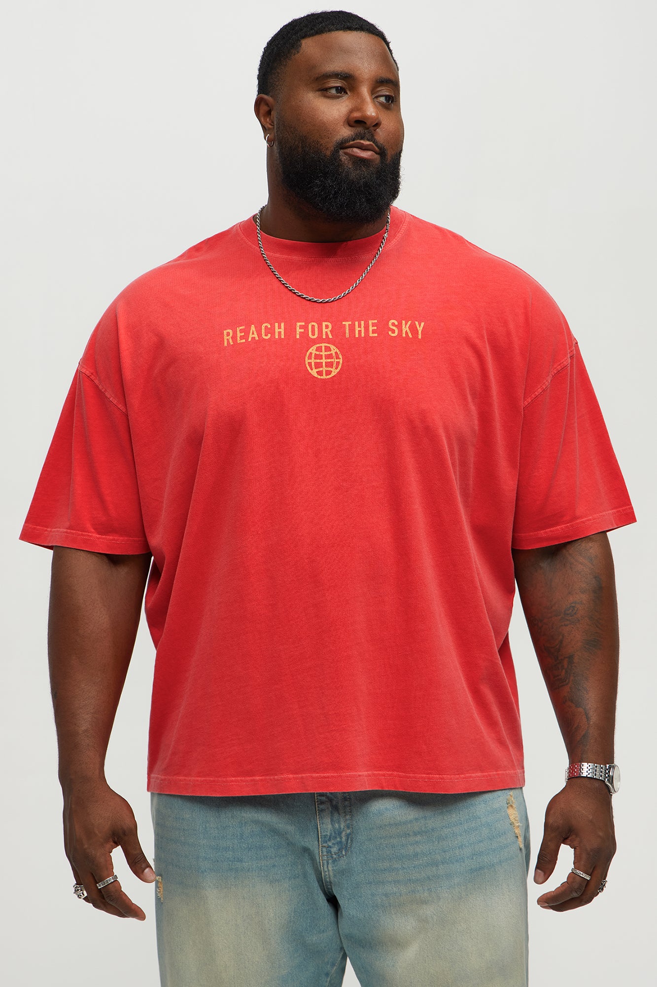Reach For The Sky Oversized Short Sleeve Tee - Coral - Image 5