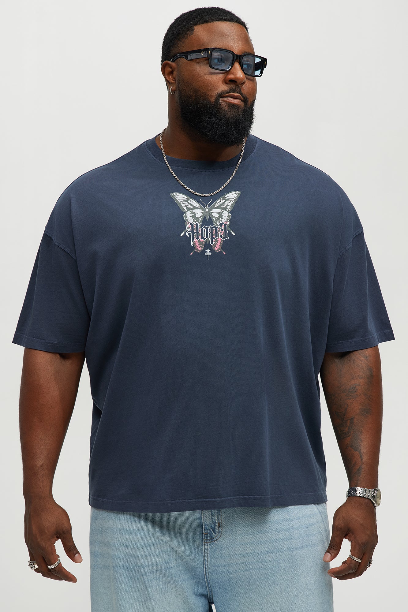 Butterfly Of Hope Oversized Short Sleeve Tee - Navy - Image 5