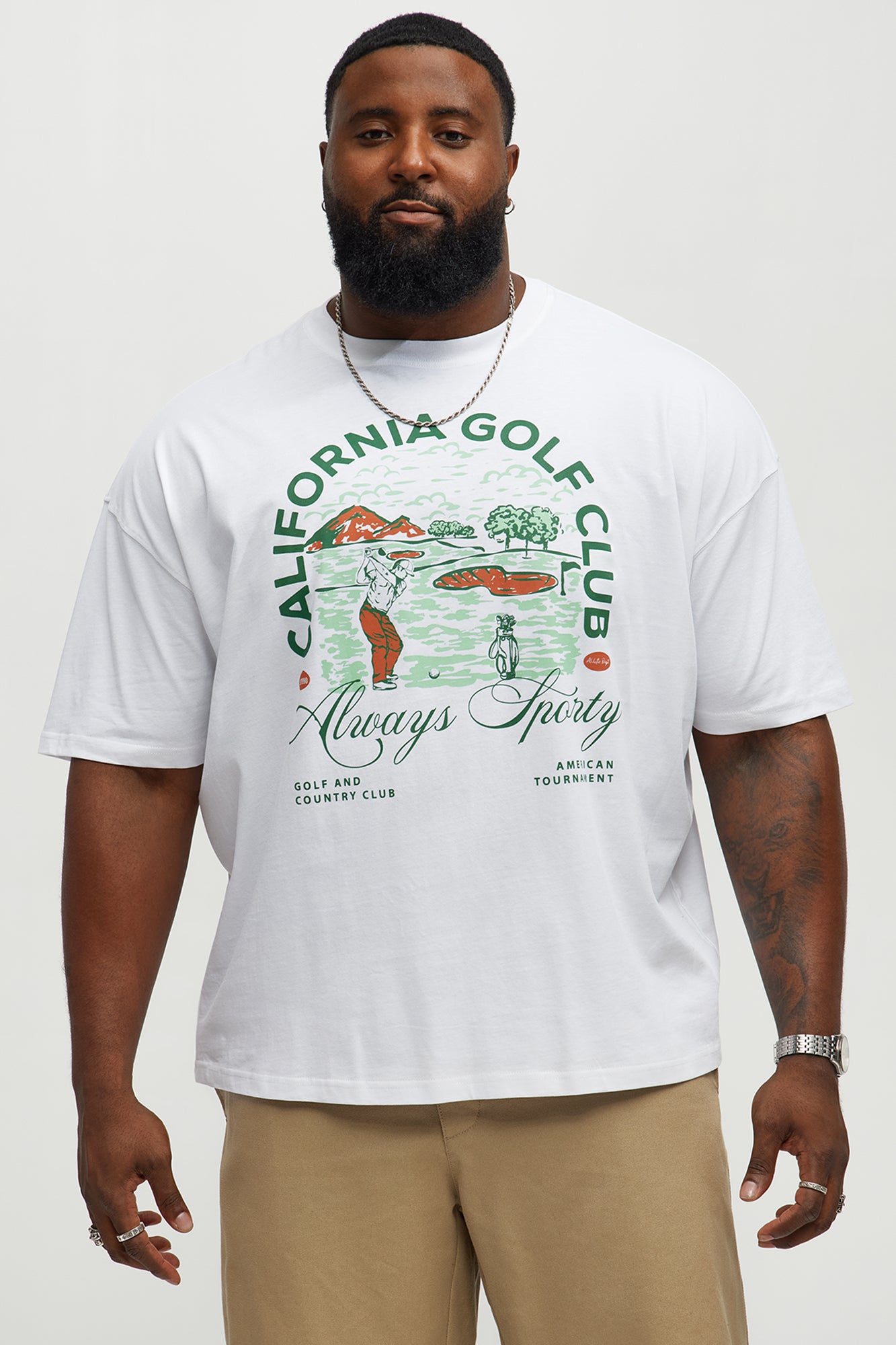 Cali Golf Club Oversized Short Sleeve Tee - White - Image 4