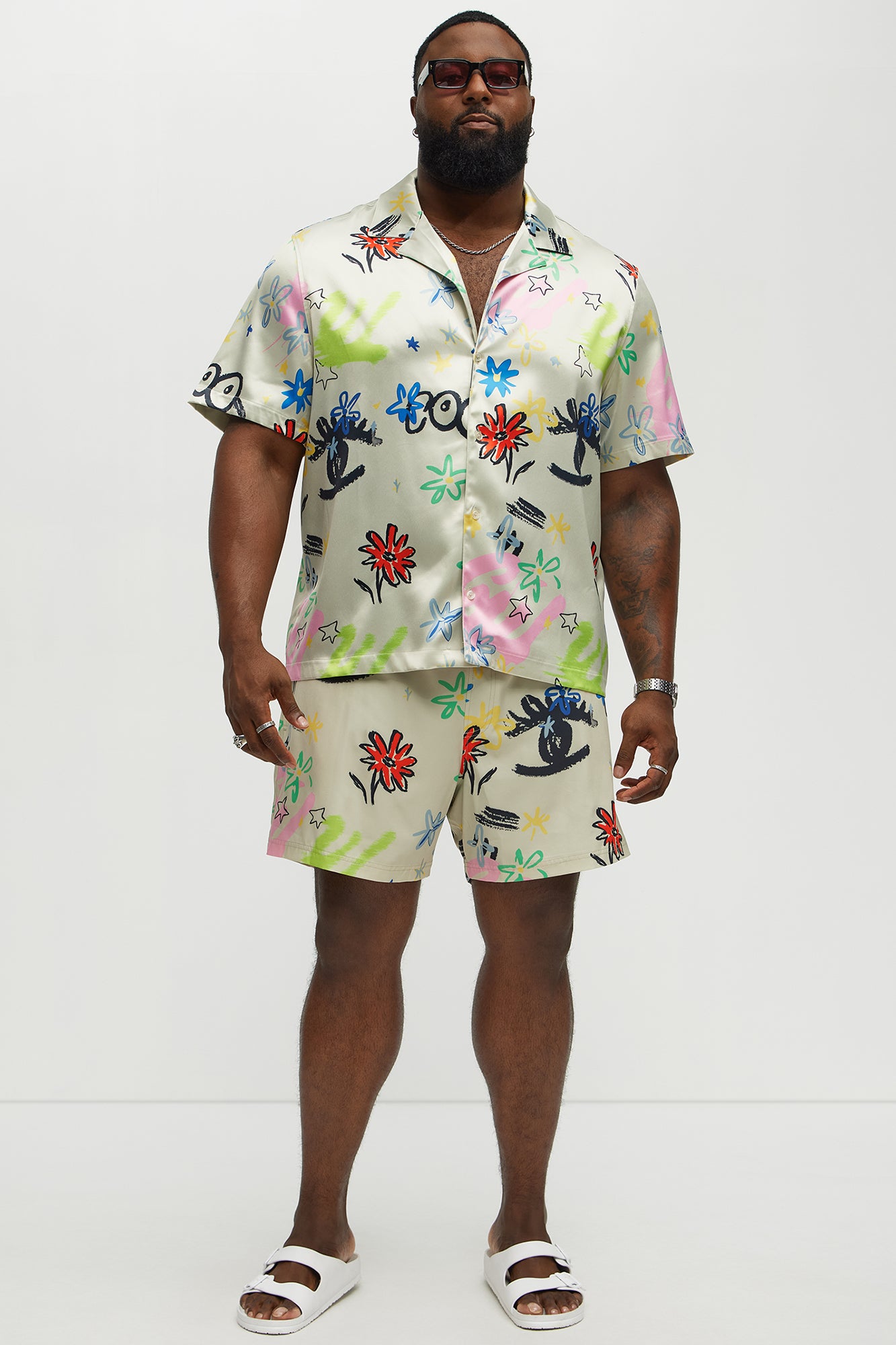 Graffiti Bloom Swim Mid Trunk - Multi Color - Image 6