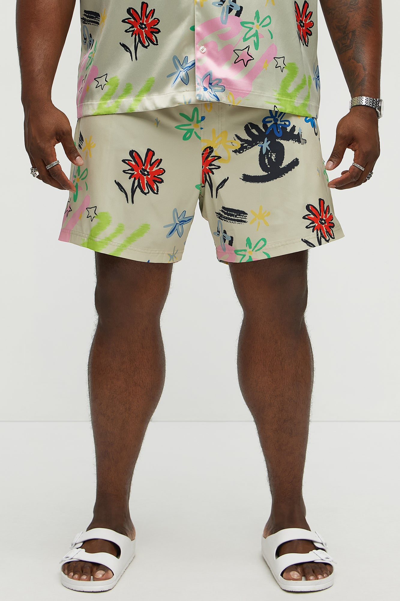 Graffiti Bloom Swim Mid Trunk - Multi Color - Image 5