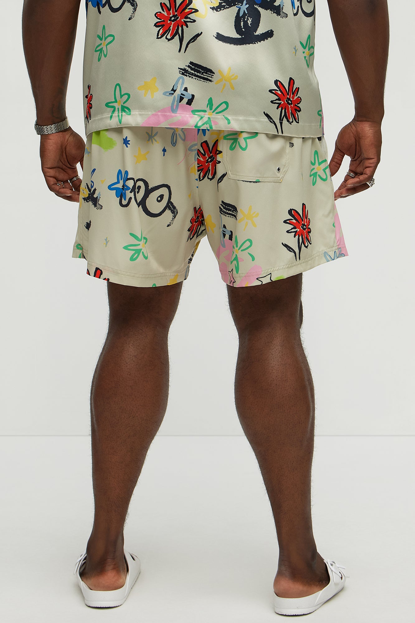 Graffiti Bloom Swim Mid Trunk - Multi Color - Image 8