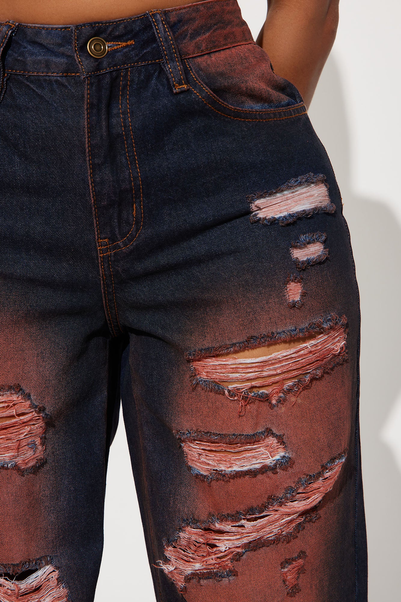 Got That Right Tinted Ripped Wide Leg Jeans - Dark Wash - Image 3