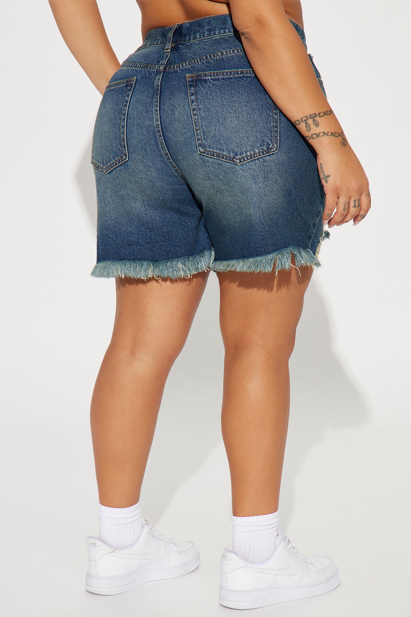 At A Glance Crossover Denim Shorts - Dark Wash - Image 6
