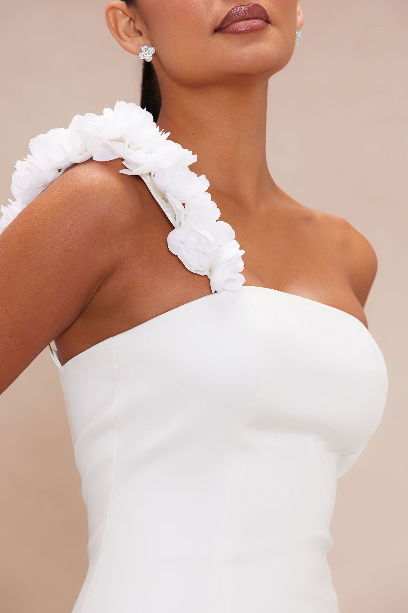 Gabrielle Satin Mini Dress - White - Image 3