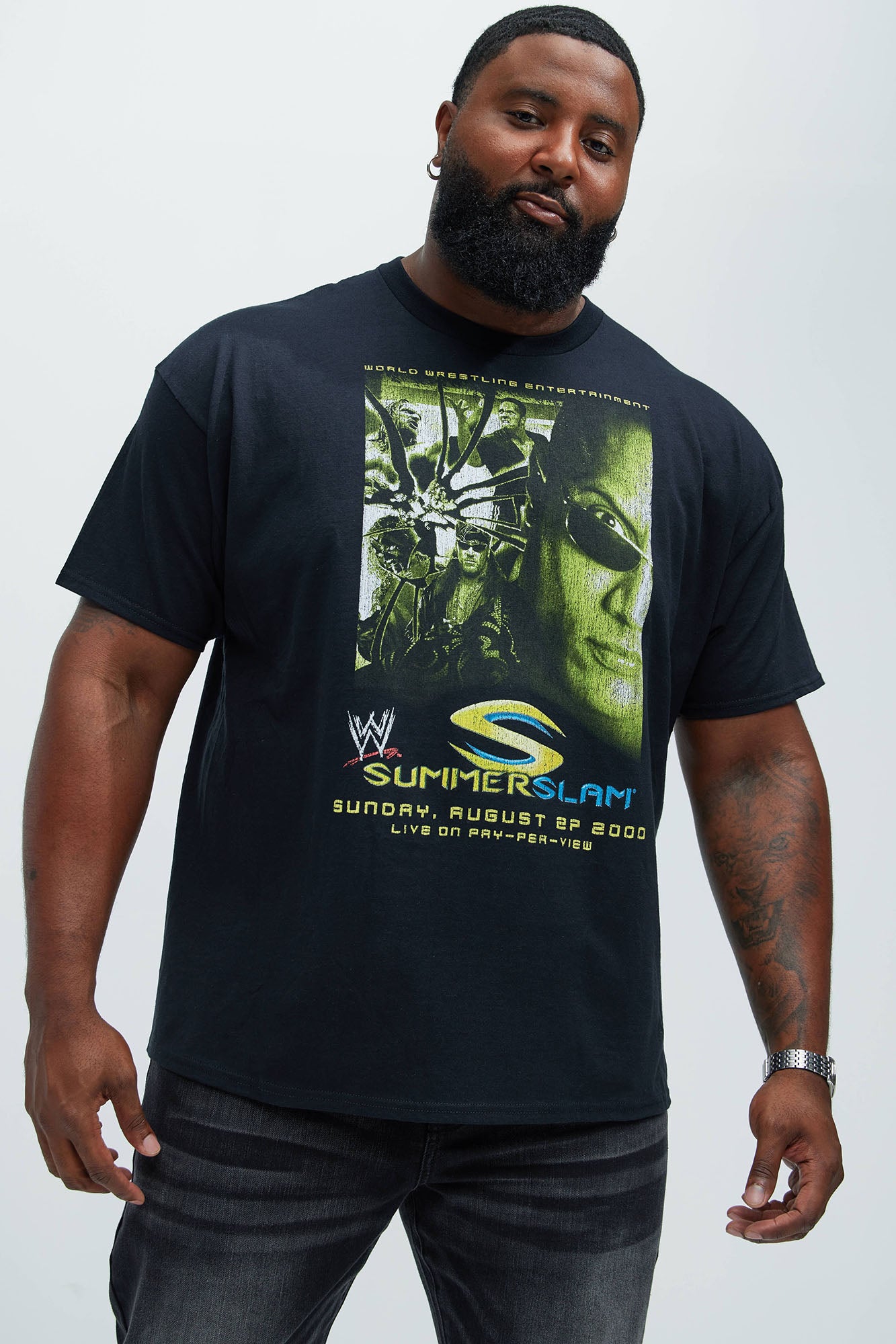 WWE Summer Slam 2000 Short Sleeve Tee - Black - Image 5