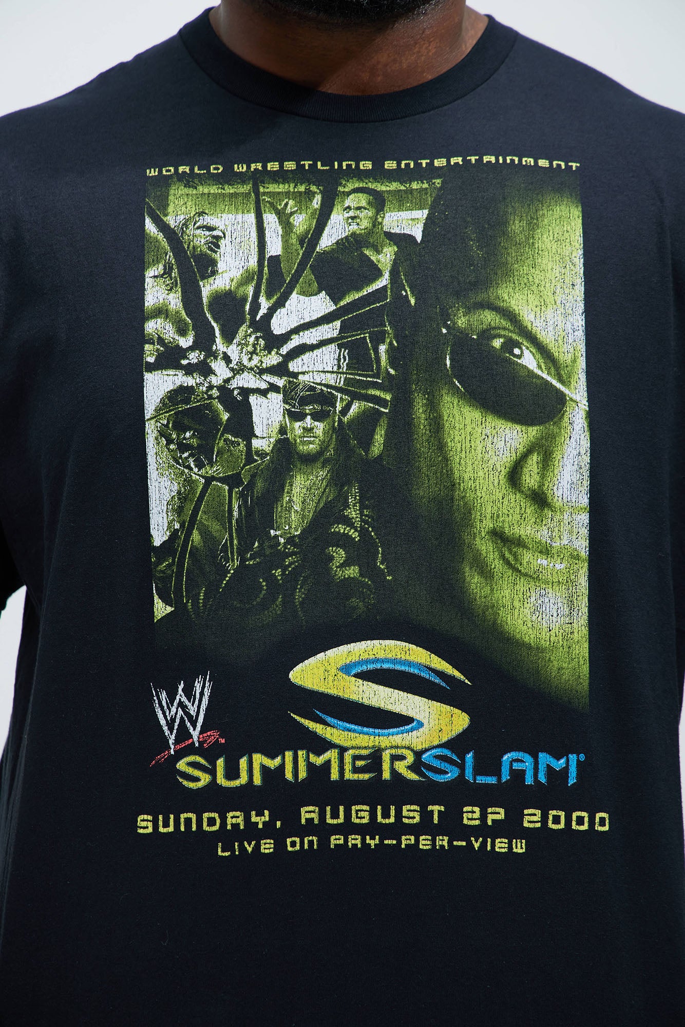 WWE Summer Slam 2000 Short Sleeve Tee - Black - Image 7