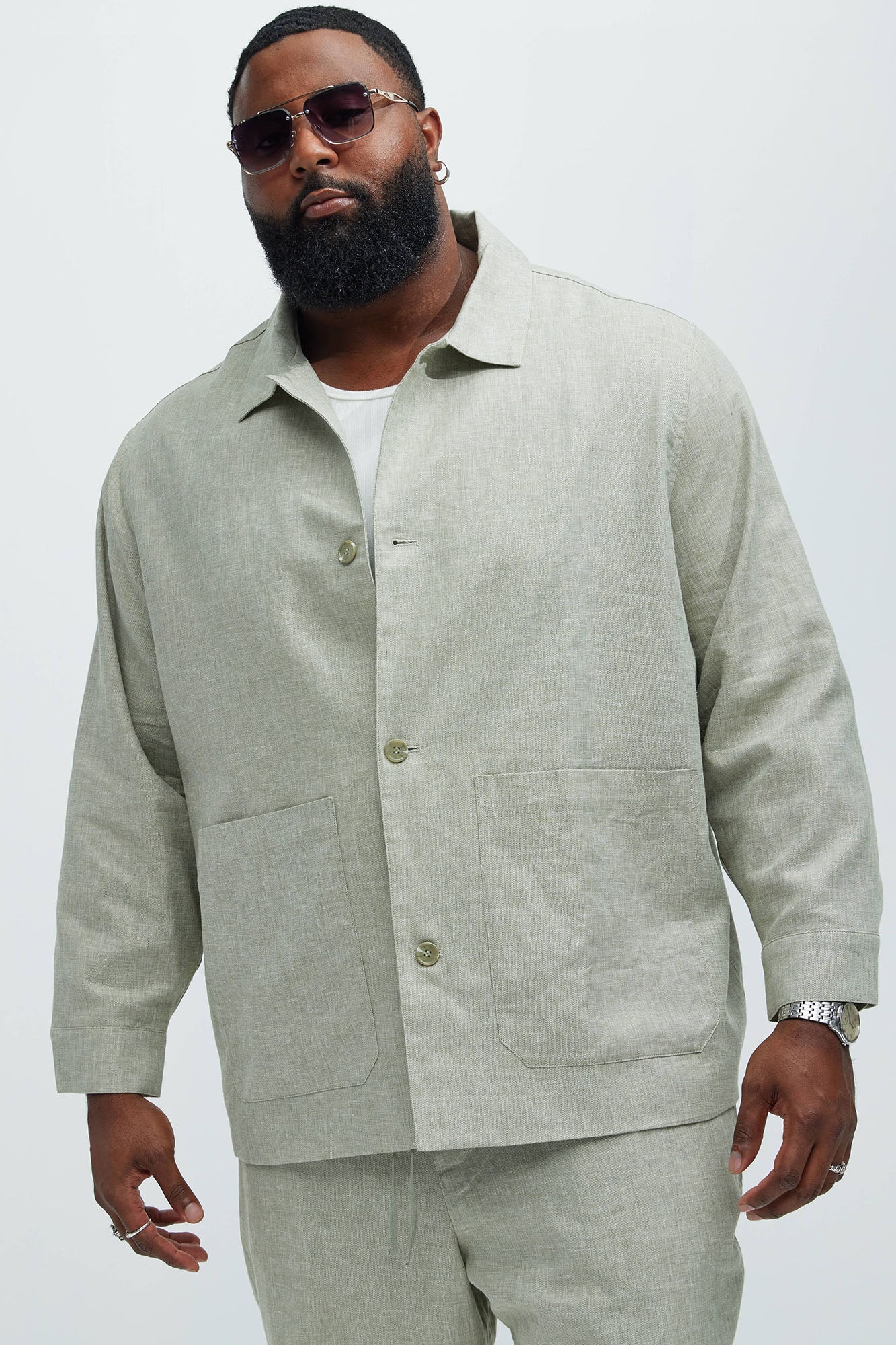 Bahamas Linen Chore Jacket - Green - Image 4