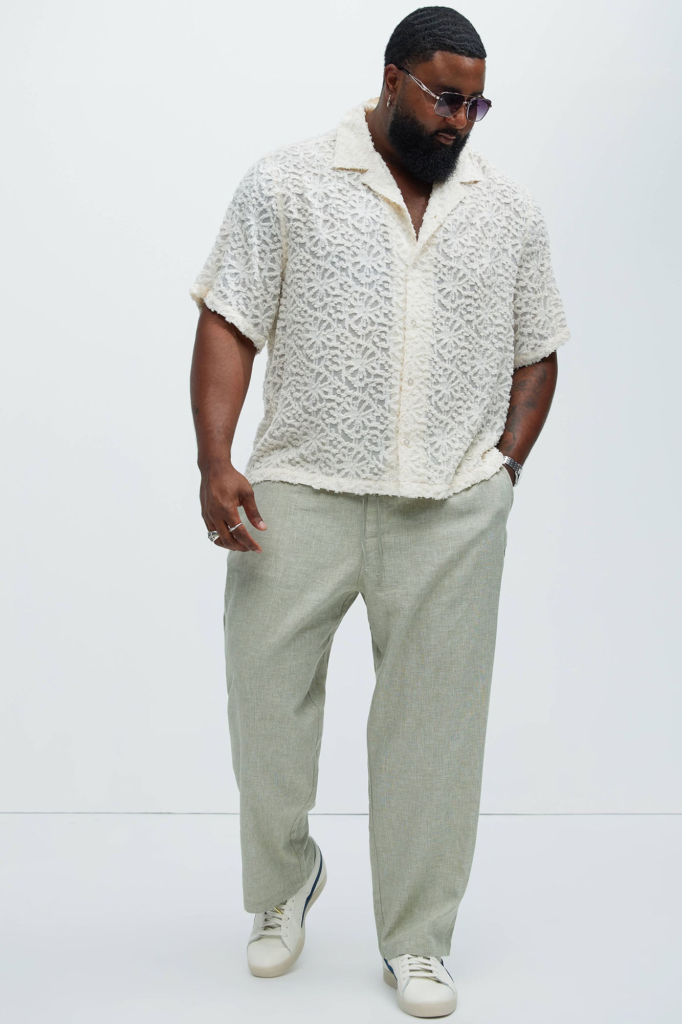 Astoria Jacquard Fray Shirt - Off White - Image 6
