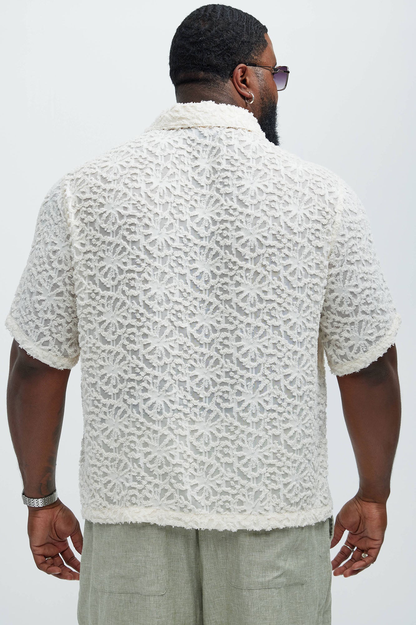 Astoria Jacquard Fray Shirt - Off White - Image 7
