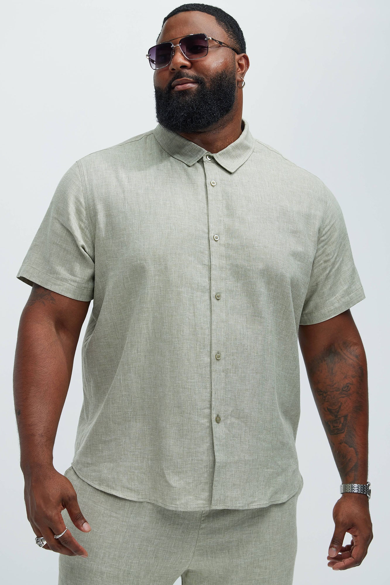 Bahamas Linen Classic Button Up Shirt - Green - Image 4