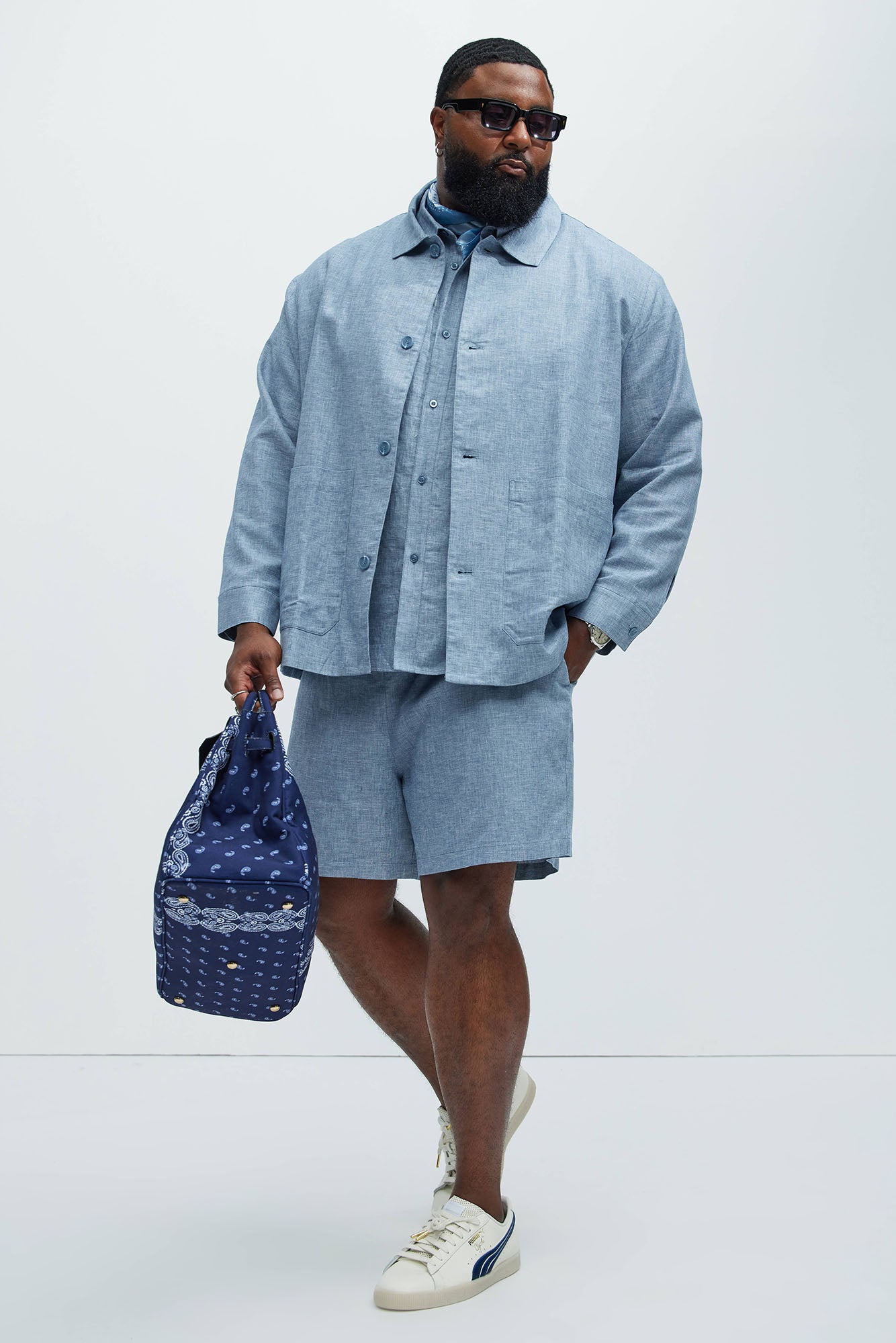 Bahamas Linen Chore Jacket - Blue - Image 5