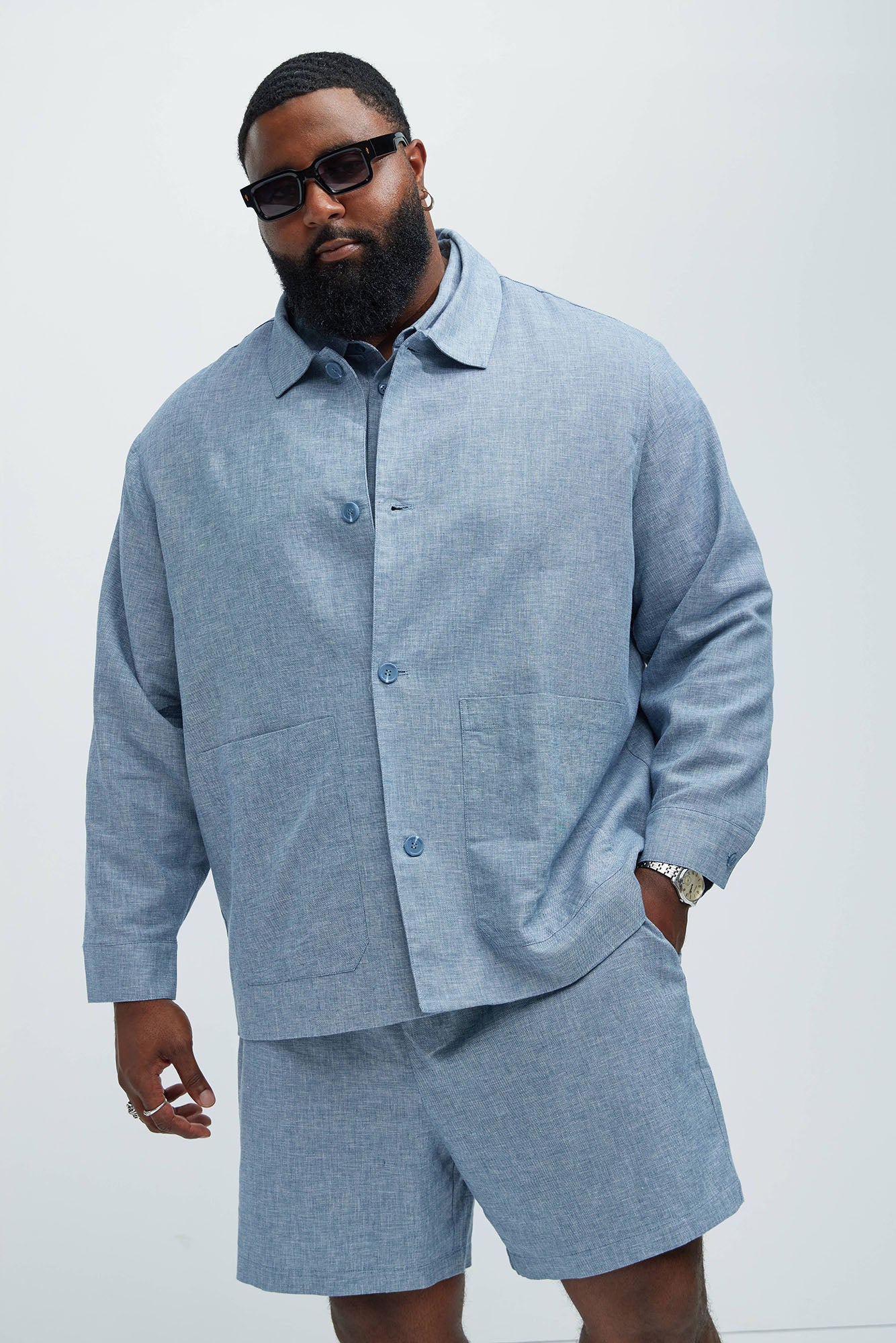Bahamas Linen Chore Jacket - Blue - Image 4