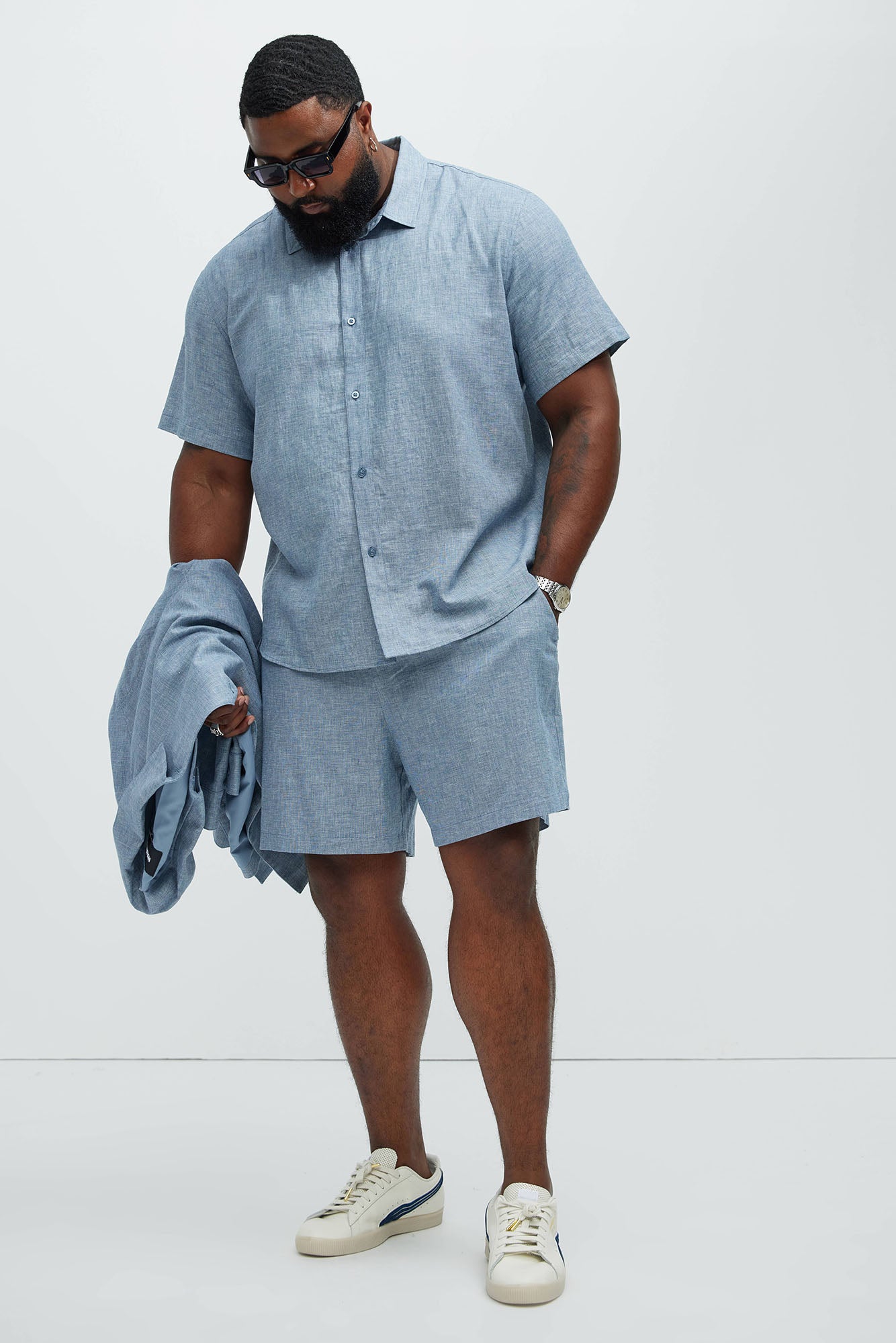 Bahamas Linen Classic Button Up Shirt - Blue - Image 5