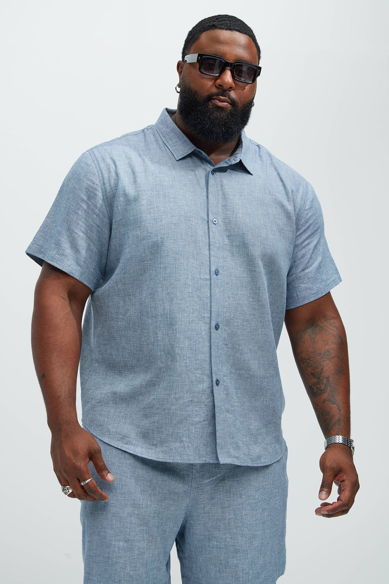Bahamas Linen Classic Button Up Shirt - Blue - Image 4