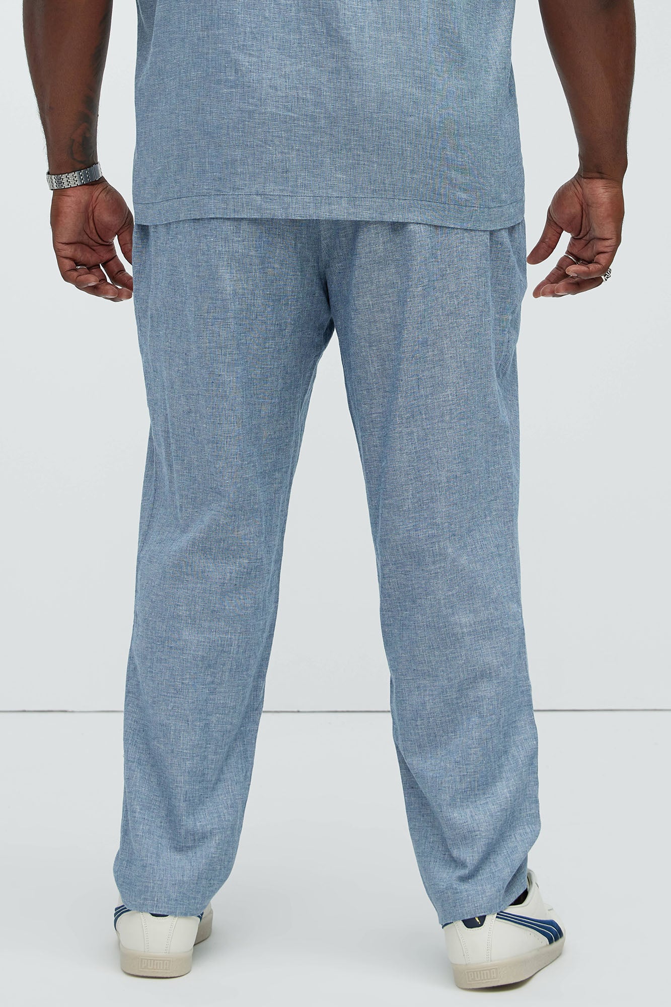 Bahamas Straight Linen Trousers - Blue - Image 7