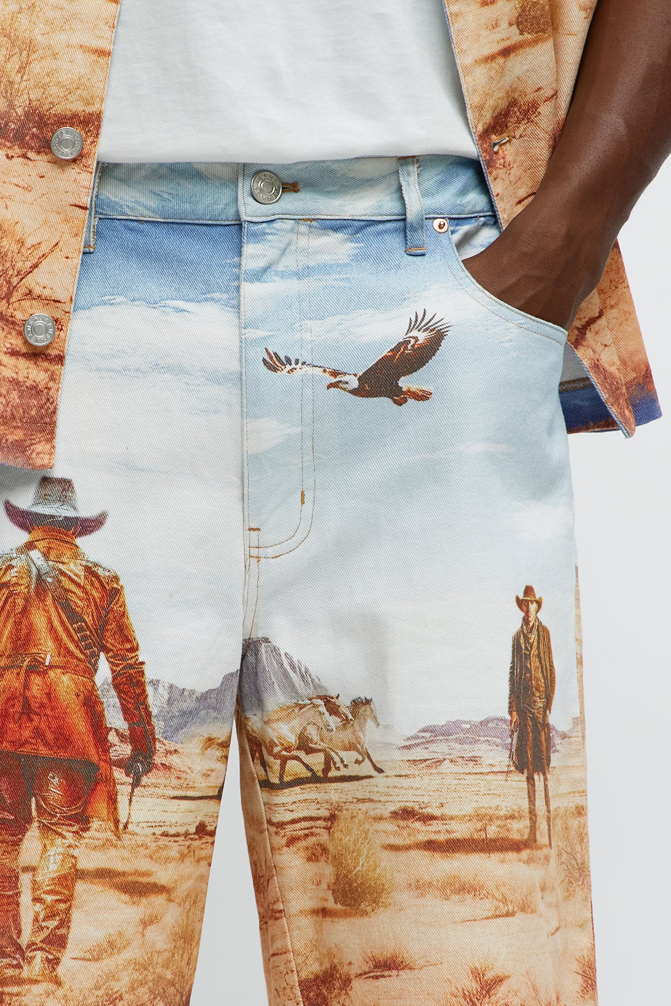 Stand Off Relaxed Denim Shorts - Multi Color - Image 3