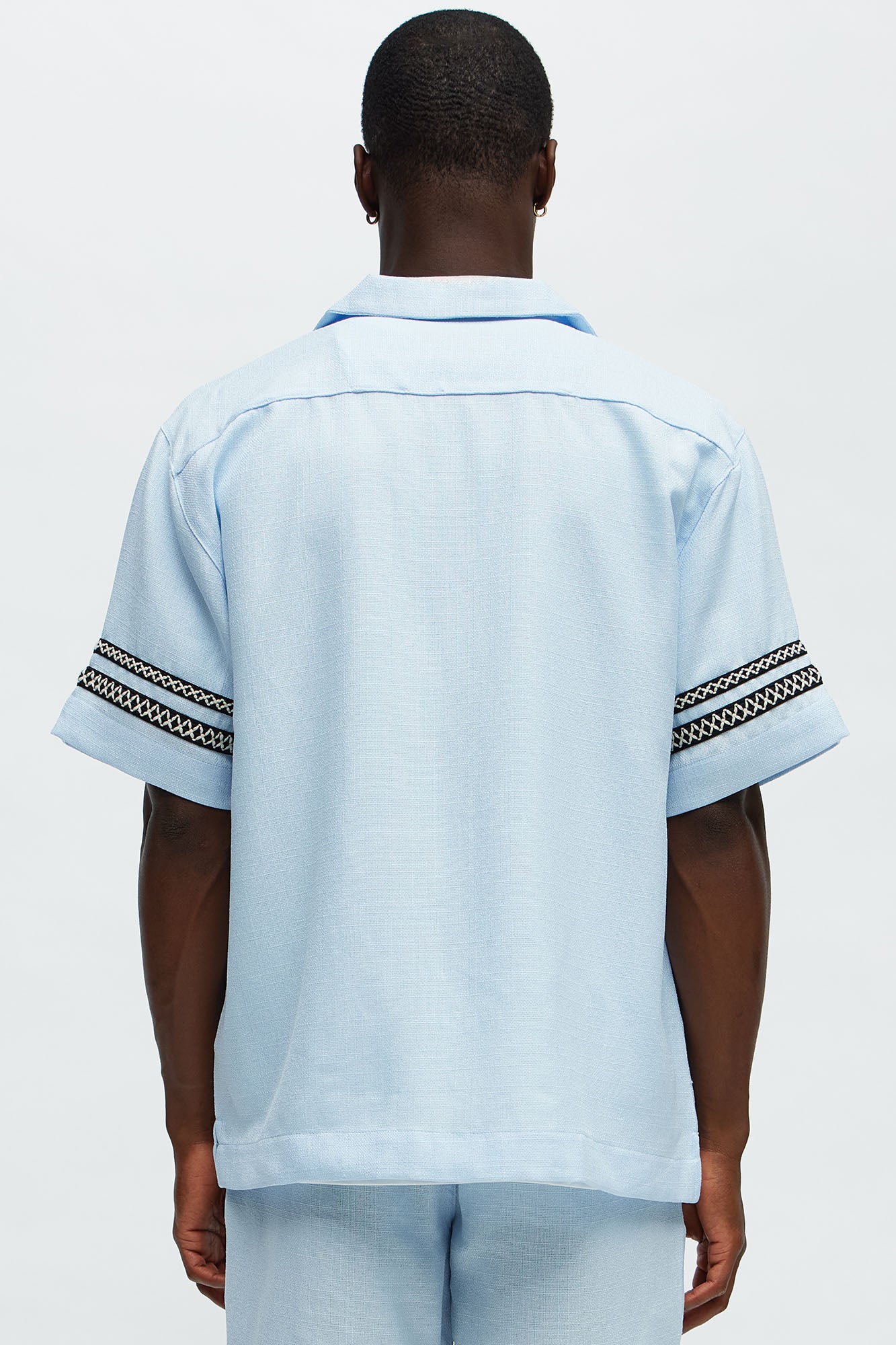 Ibiza VIP Club Linen Like Button Up - Light Blue - Image 4