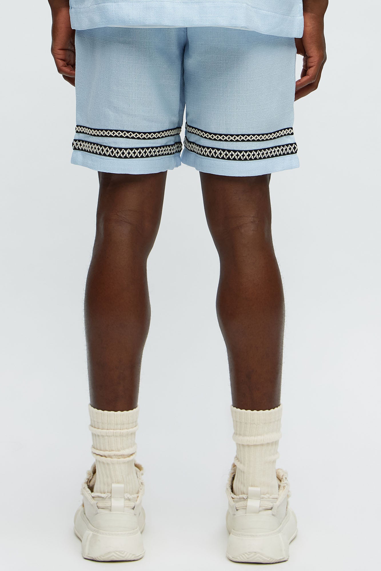Ibiza VIP Club Linen Like Relaxed Shorts - Light Blue - Image 4