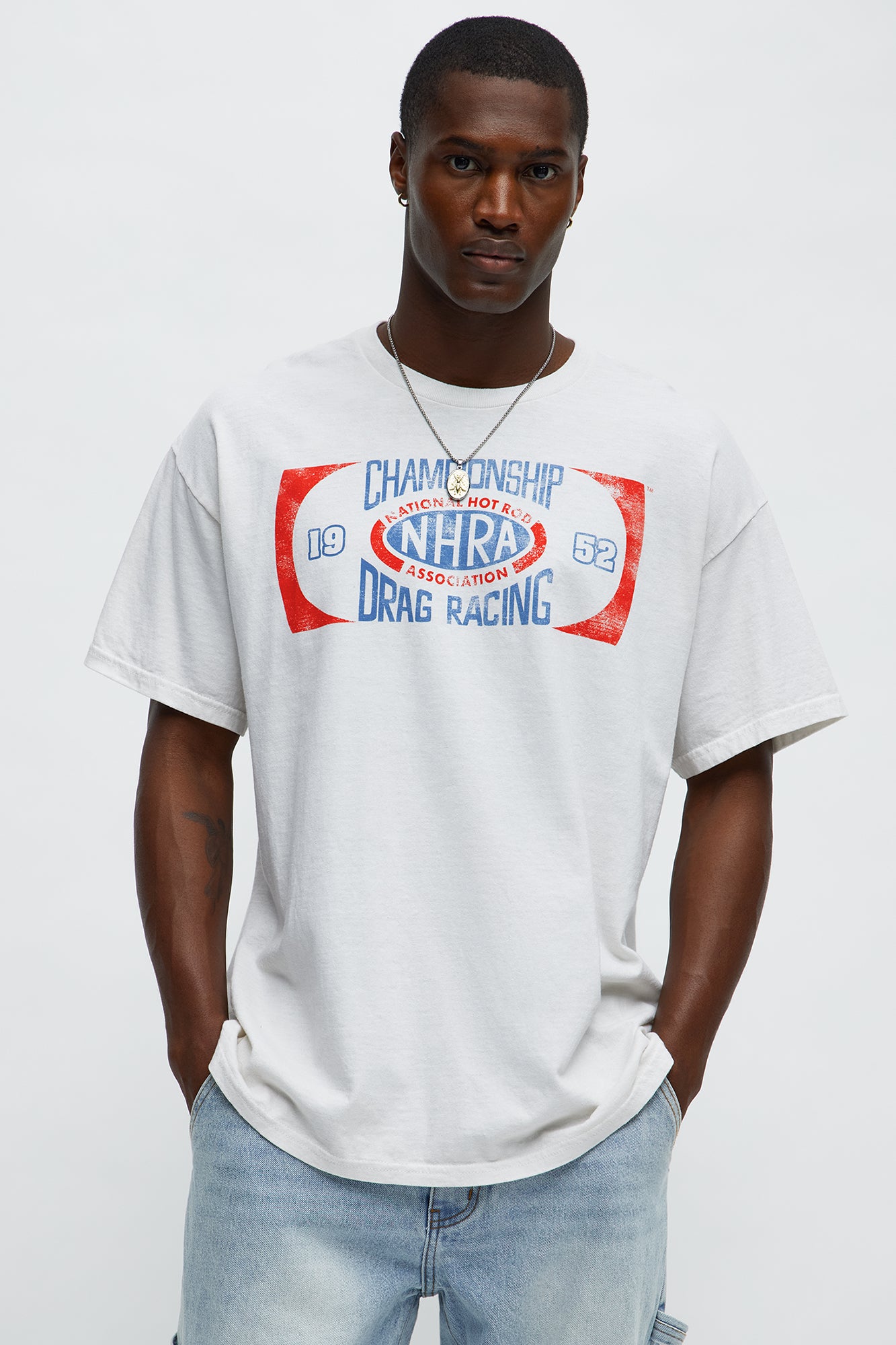 1952 NHRA Championship Drag Racing Short Sleeve Tee - Off White - Image 4