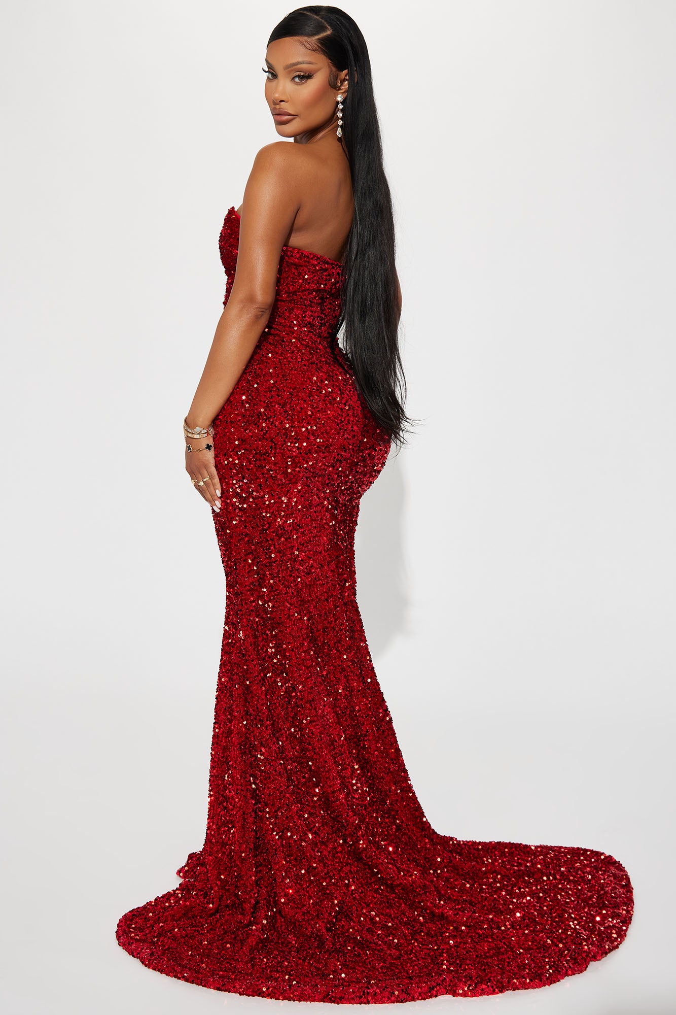 Renae Sequin Gown - Red - Image 3