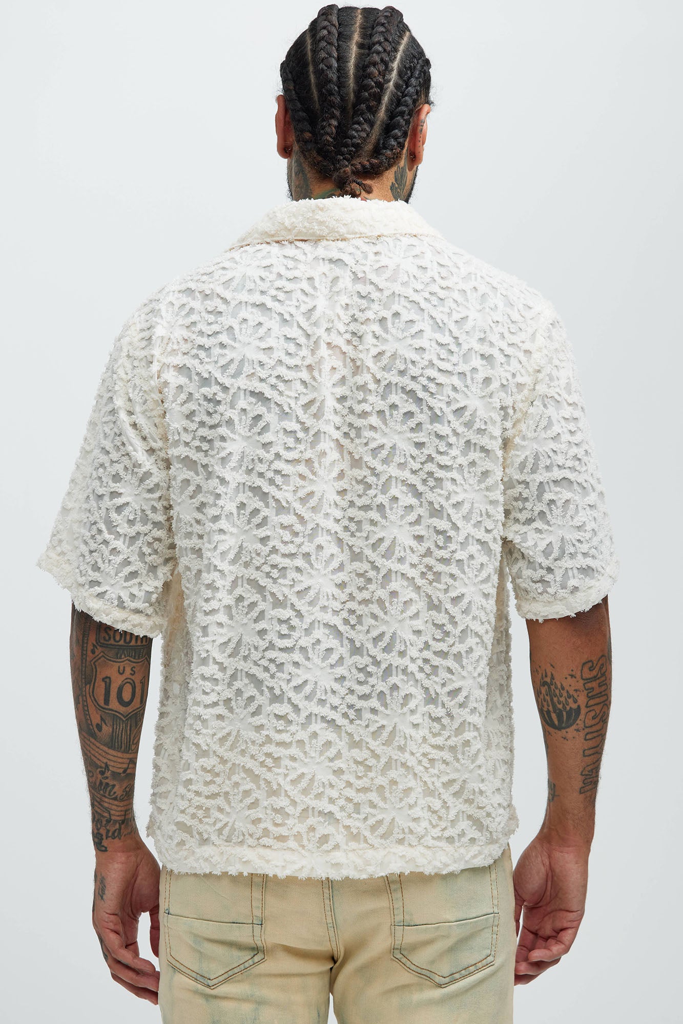 Astoria Jacquard Fray Shirt - Off White - Image 4