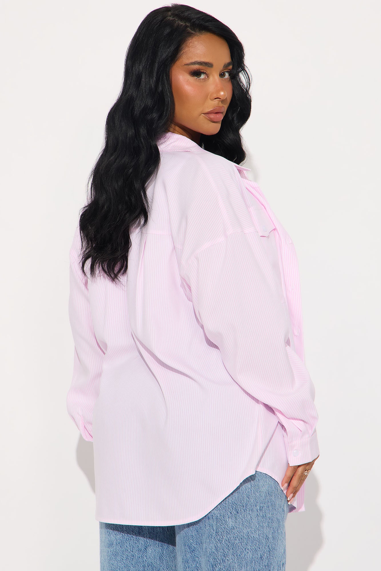 Skip Town Pinstripe Challis Shirt - White/Pink - Image 3