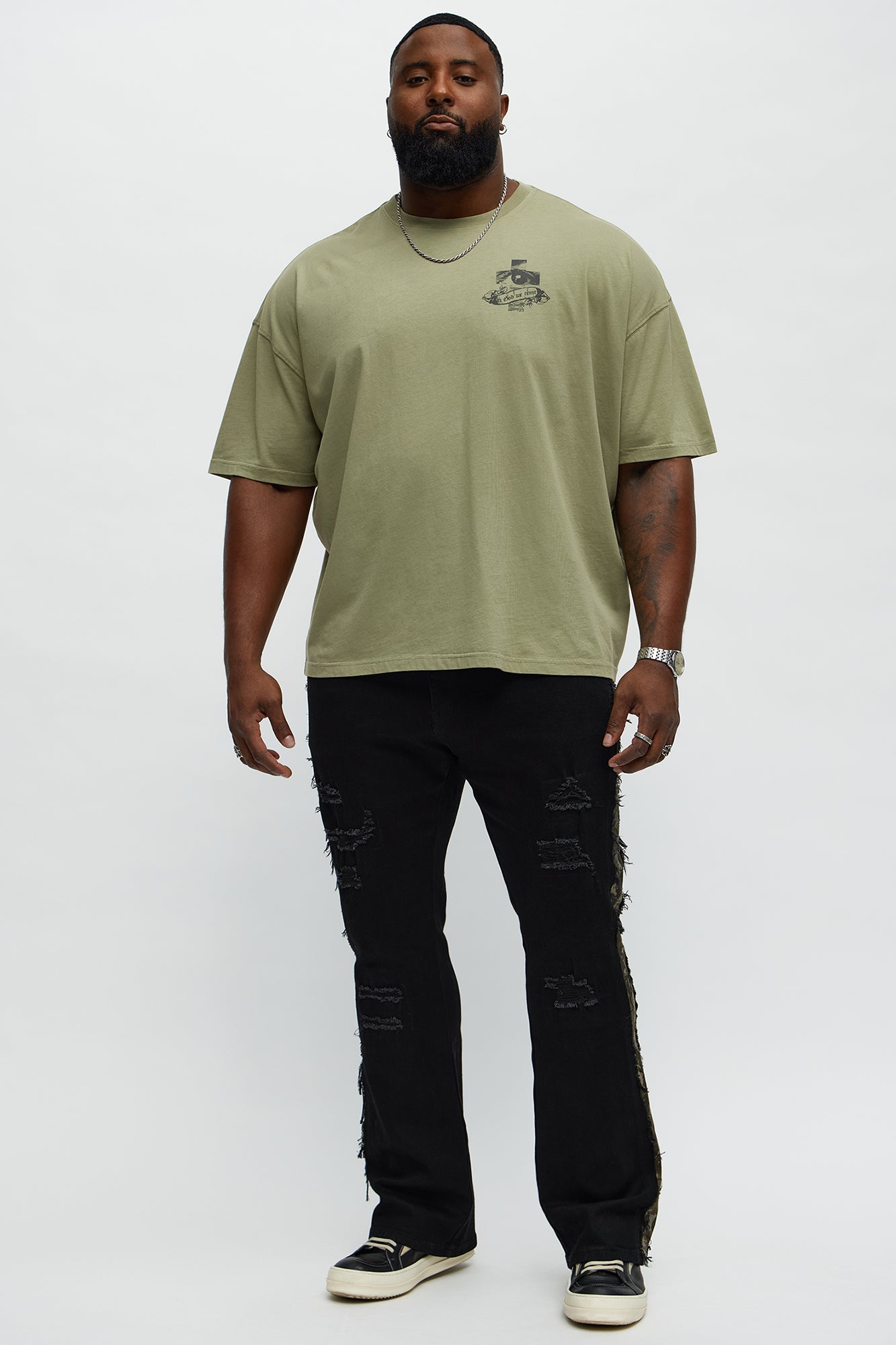 Faith Over Fear Oversized Short Sleeve Tee - Olive - Image 5
